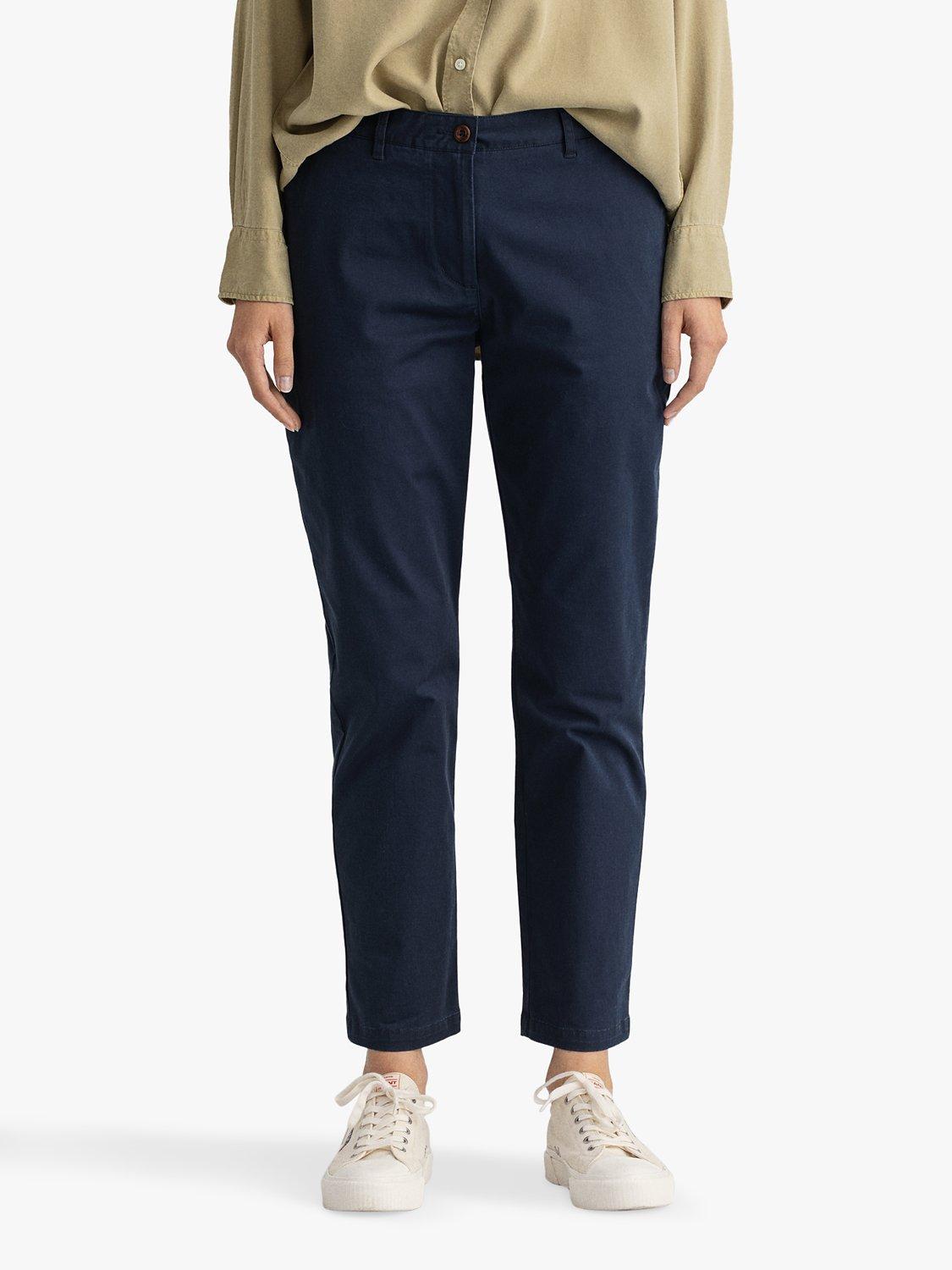 GANT Fryda Stretch Cotton Cropped Classic Chino Trousers, Marine