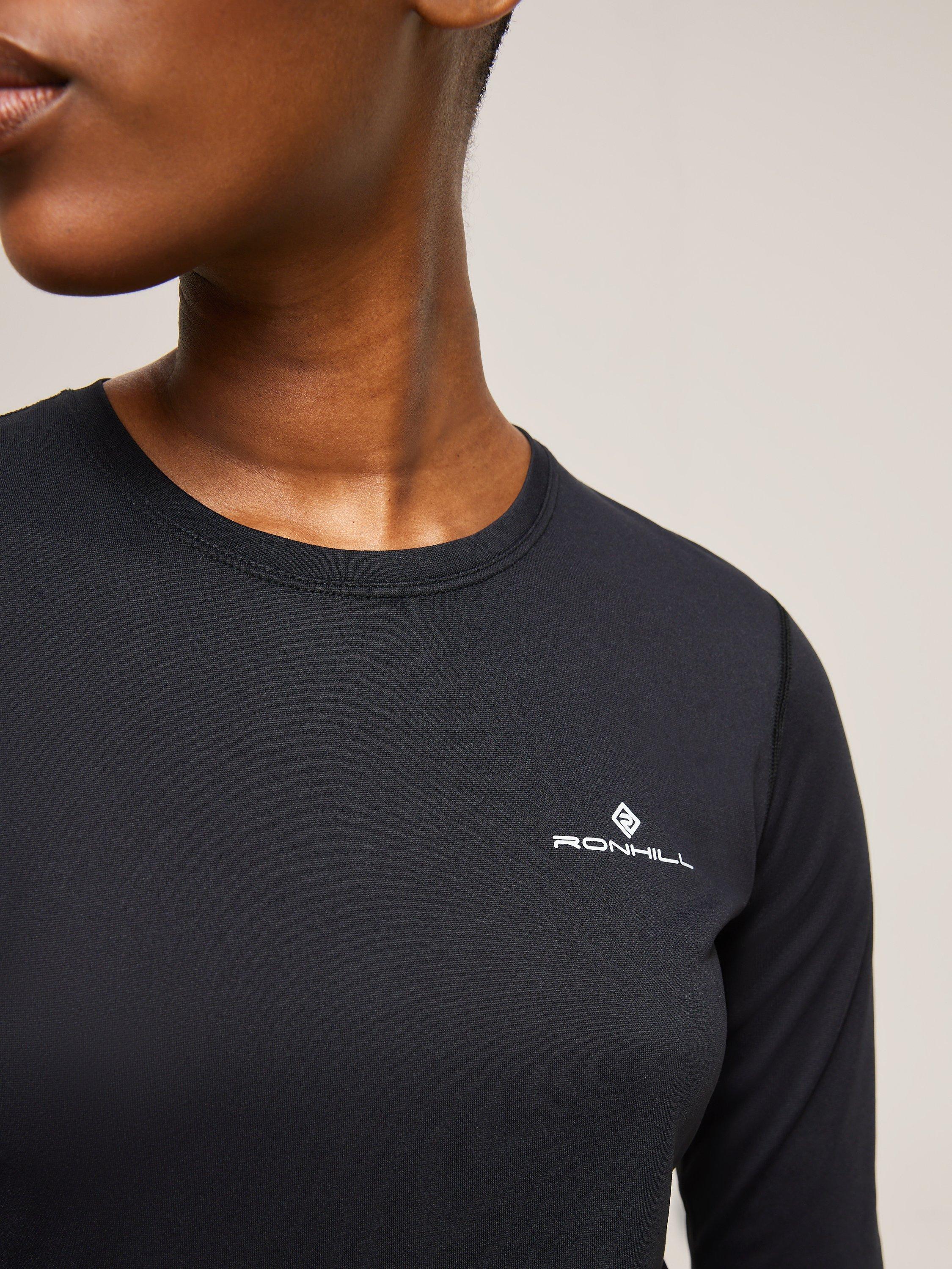 Product image 3 of 5, which shows Ronhill Core Long Sleeve Running Top, Black/Bright White, 8