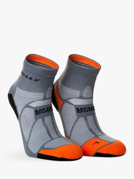 Hilly Marathon Fresh Ankle Running Socks, Granite/Orange