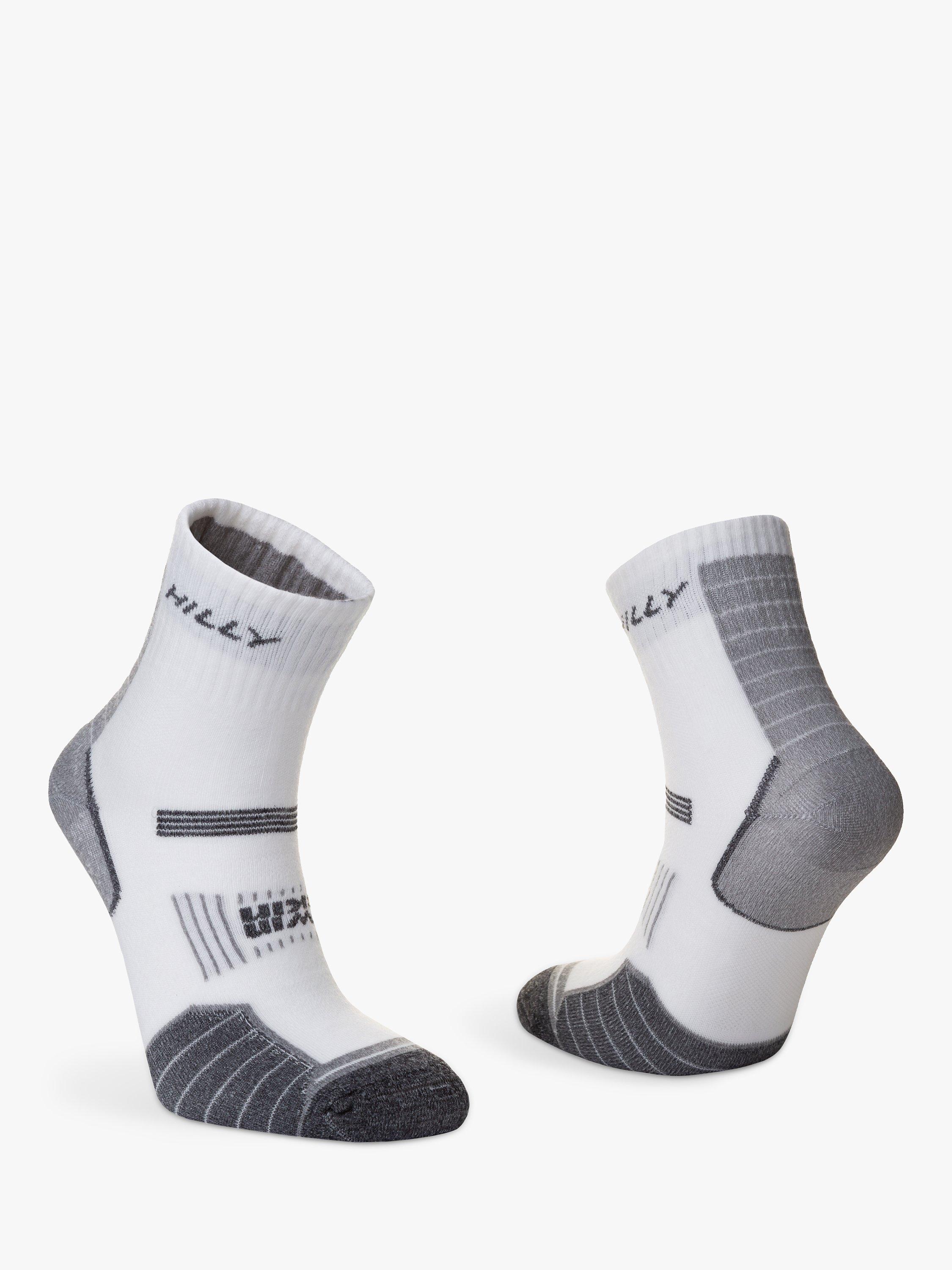 Product image 4 of 7, which shows Hilly Twin Skin Ankle Running Socks, White/Grey Marl, S