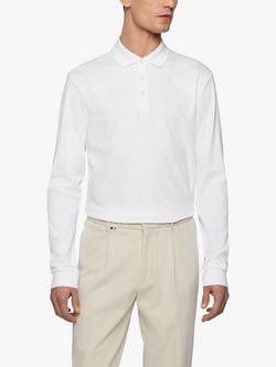 Hugo Boss Pado Long Sleeve Polo Top, White