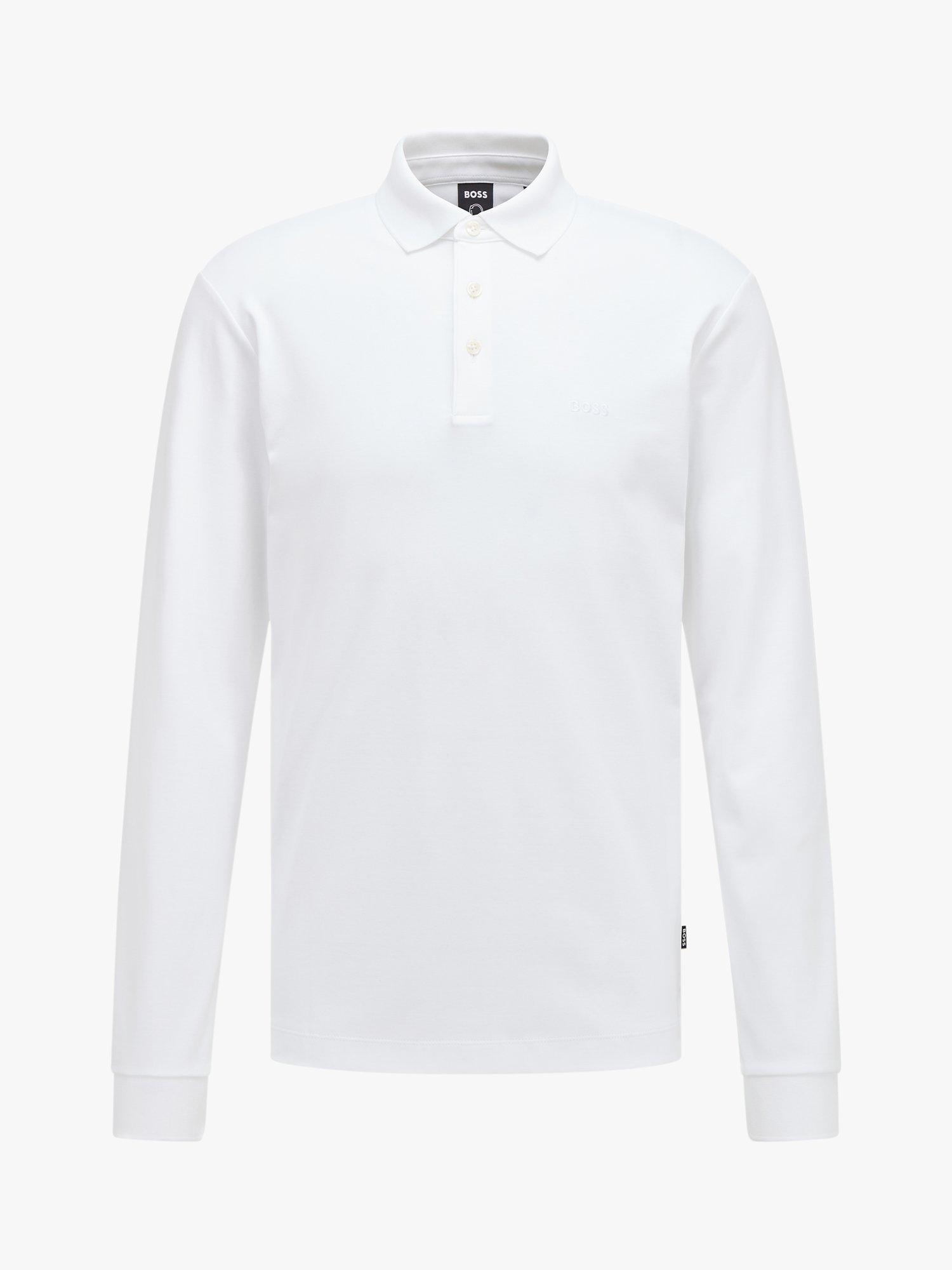Product image 4 of 5, which shows Hugo Boss Pado Long Sleeve Polo Top, White, S