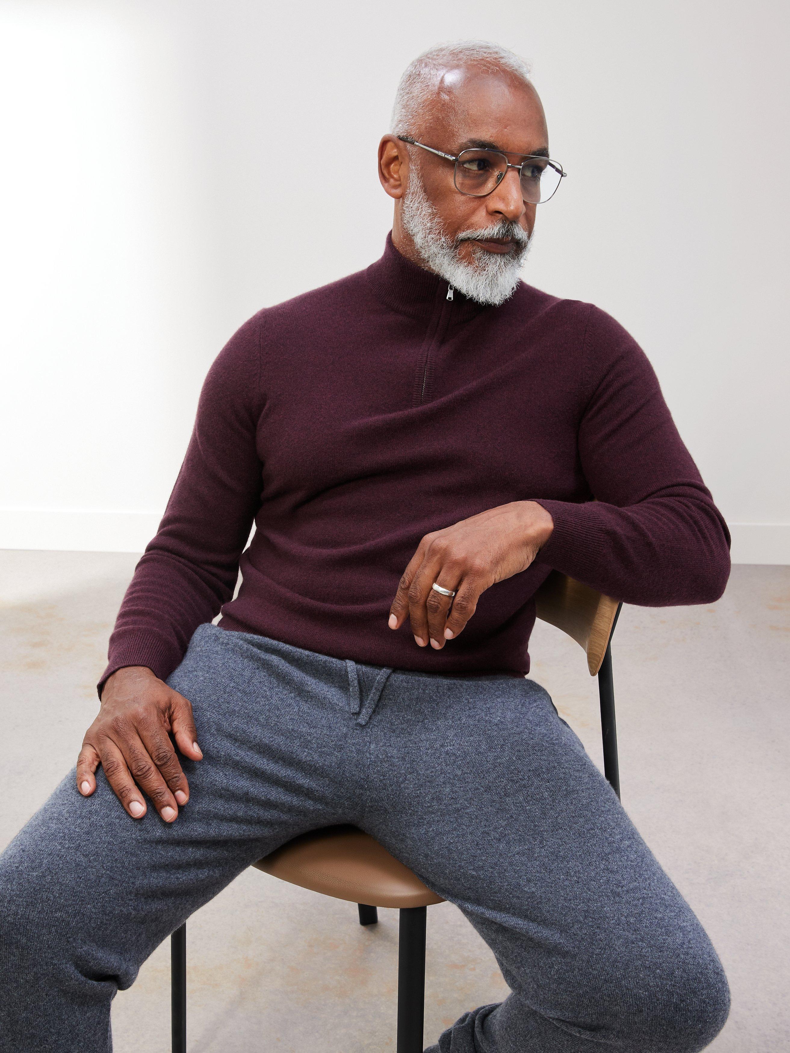 John Lewis Cashmere Half Zip Jumper, Winetasting, M