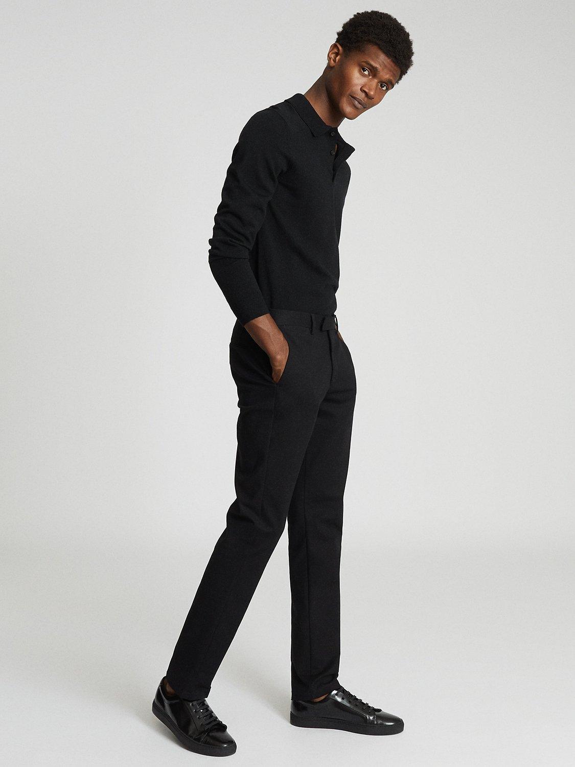 Reiss Eastbury Slim Fit Chinos, Black, 32R