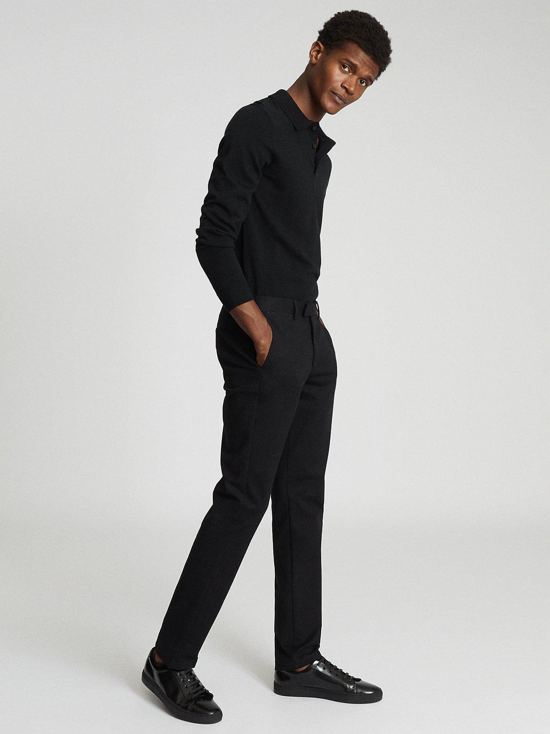 Reiss Eastbury Slim Fit Chinos, Black, 32R