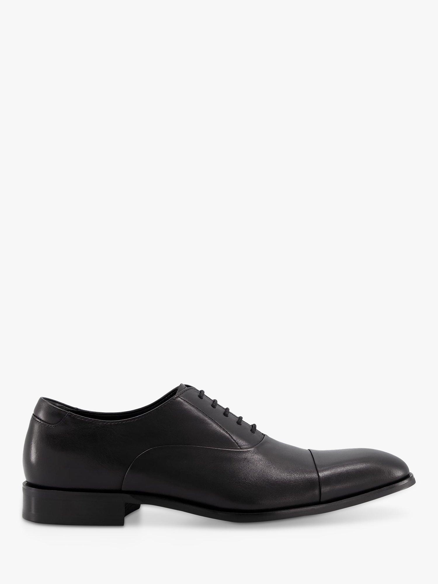 Dune London Wide Fit Secrecy Leather Derby Shoes, Black