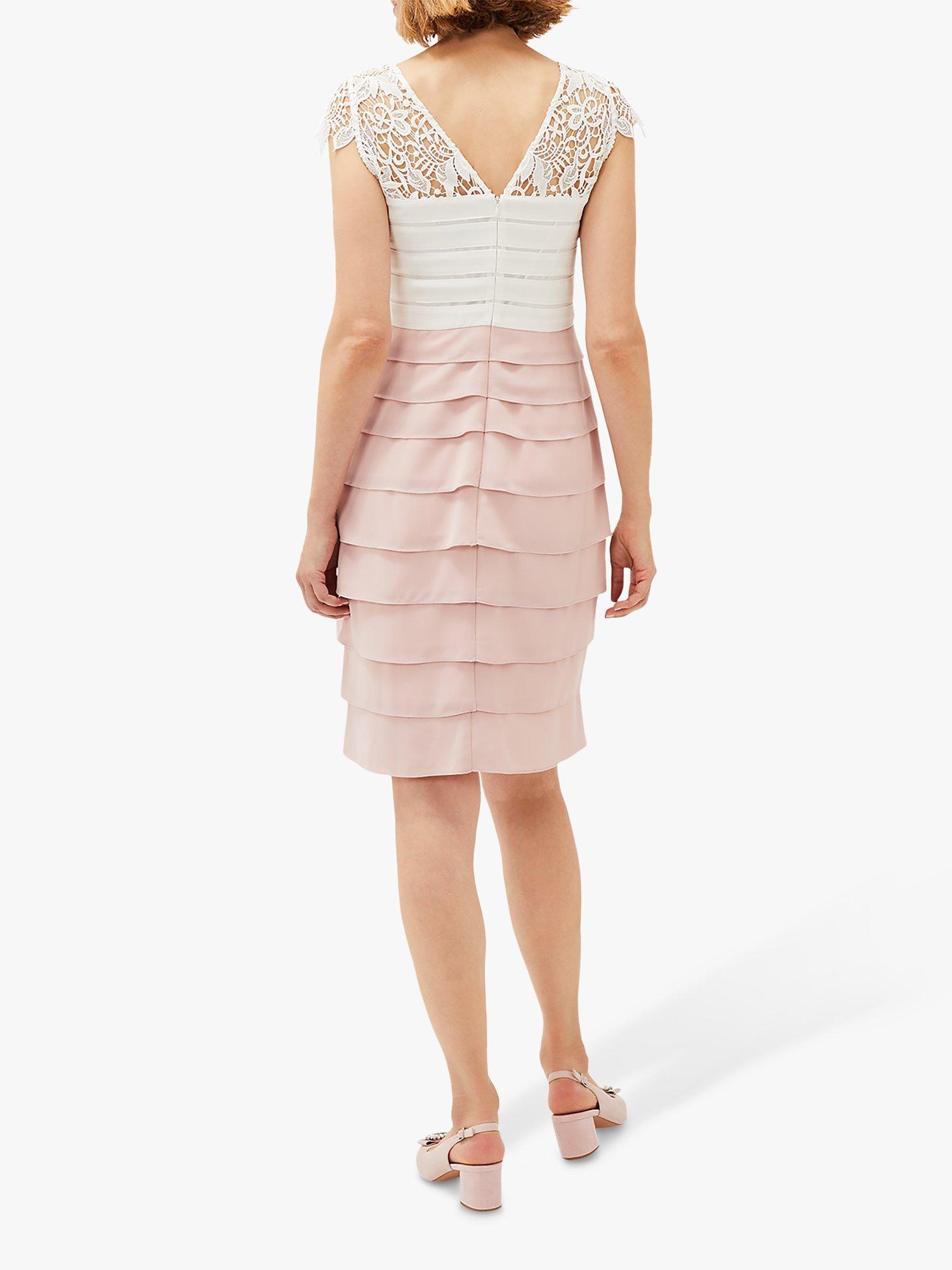 Product image 2 of 8, which shows Phase Eight Faith Contrast Lace Dress, Ivory/Antique Rose, 18