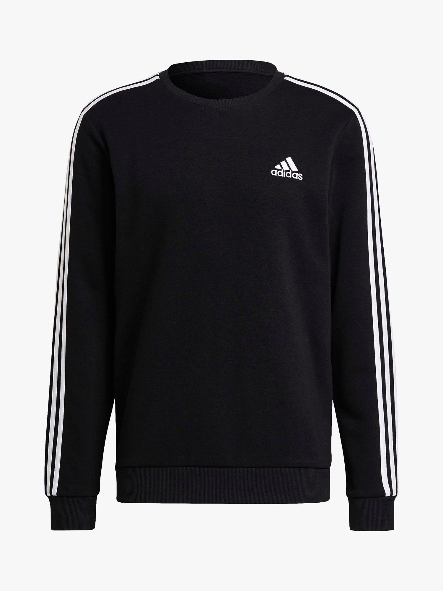 adidas Essentials Fleece 3-Stripes Sweatshirt, Black
