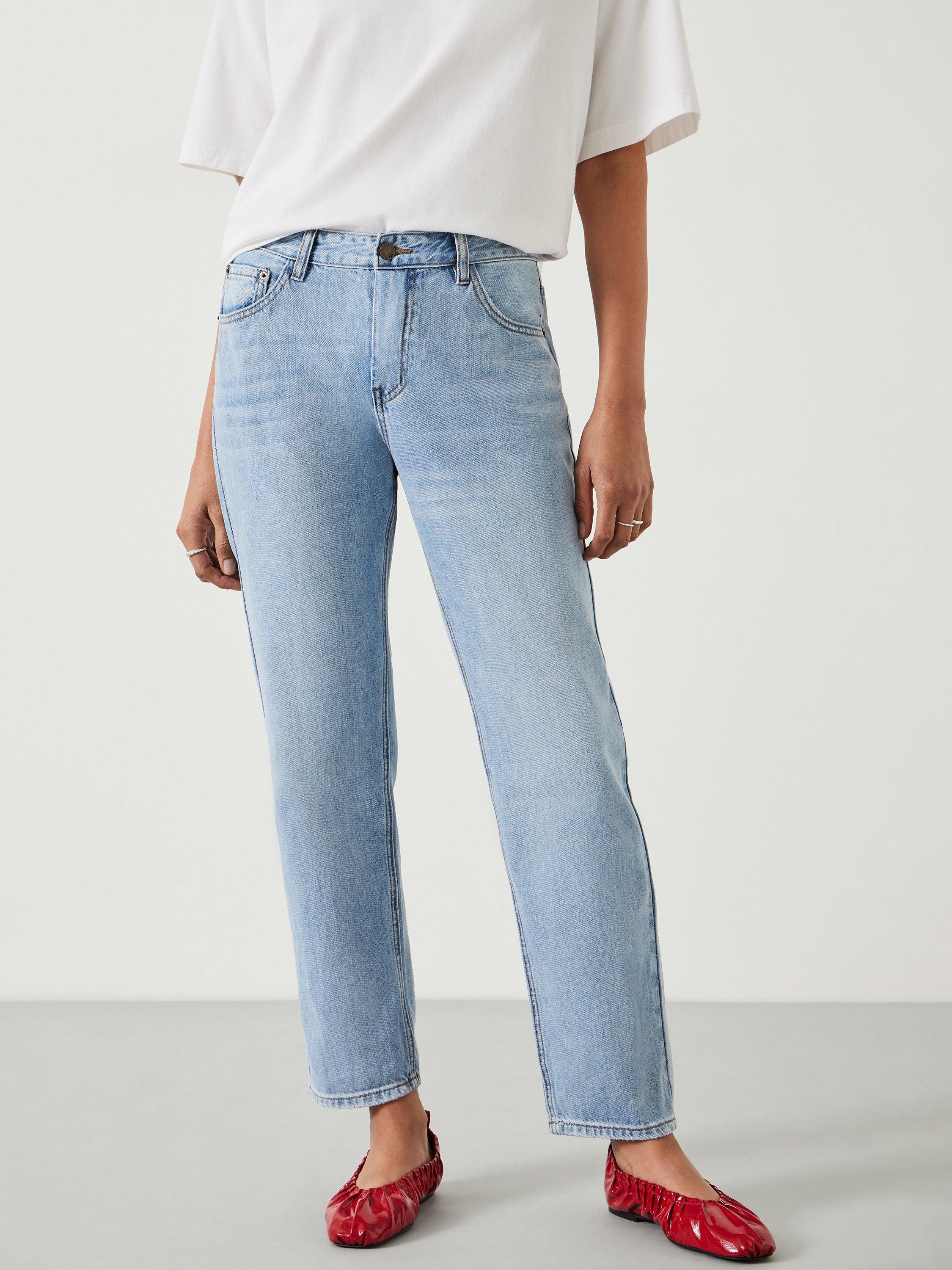 HUSH Boyfriend Straight Fit Jeans, Pale Blue, 4