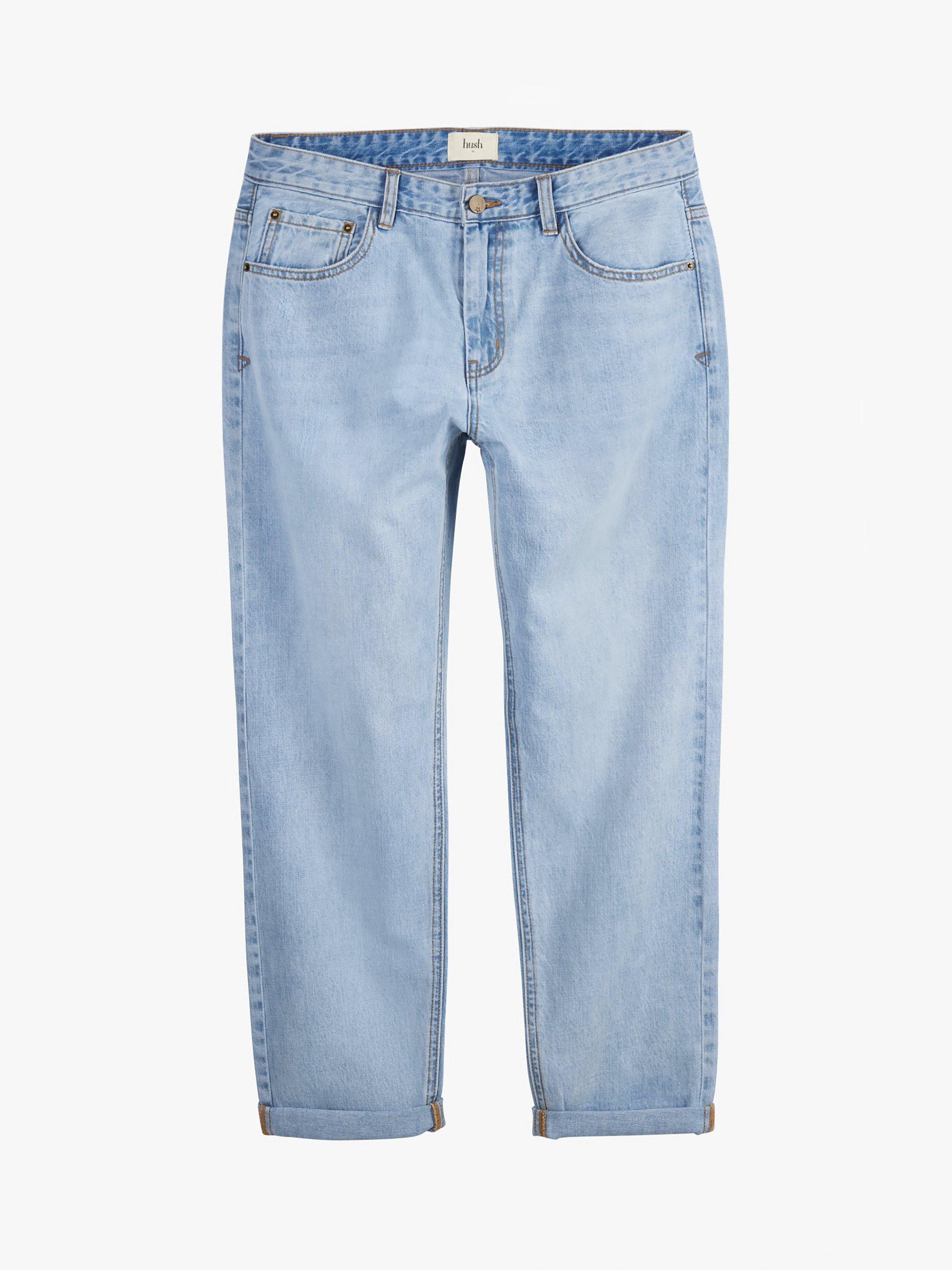 HUSH Boyfriend Straight Fit Jeans, Pale Blue, 4
