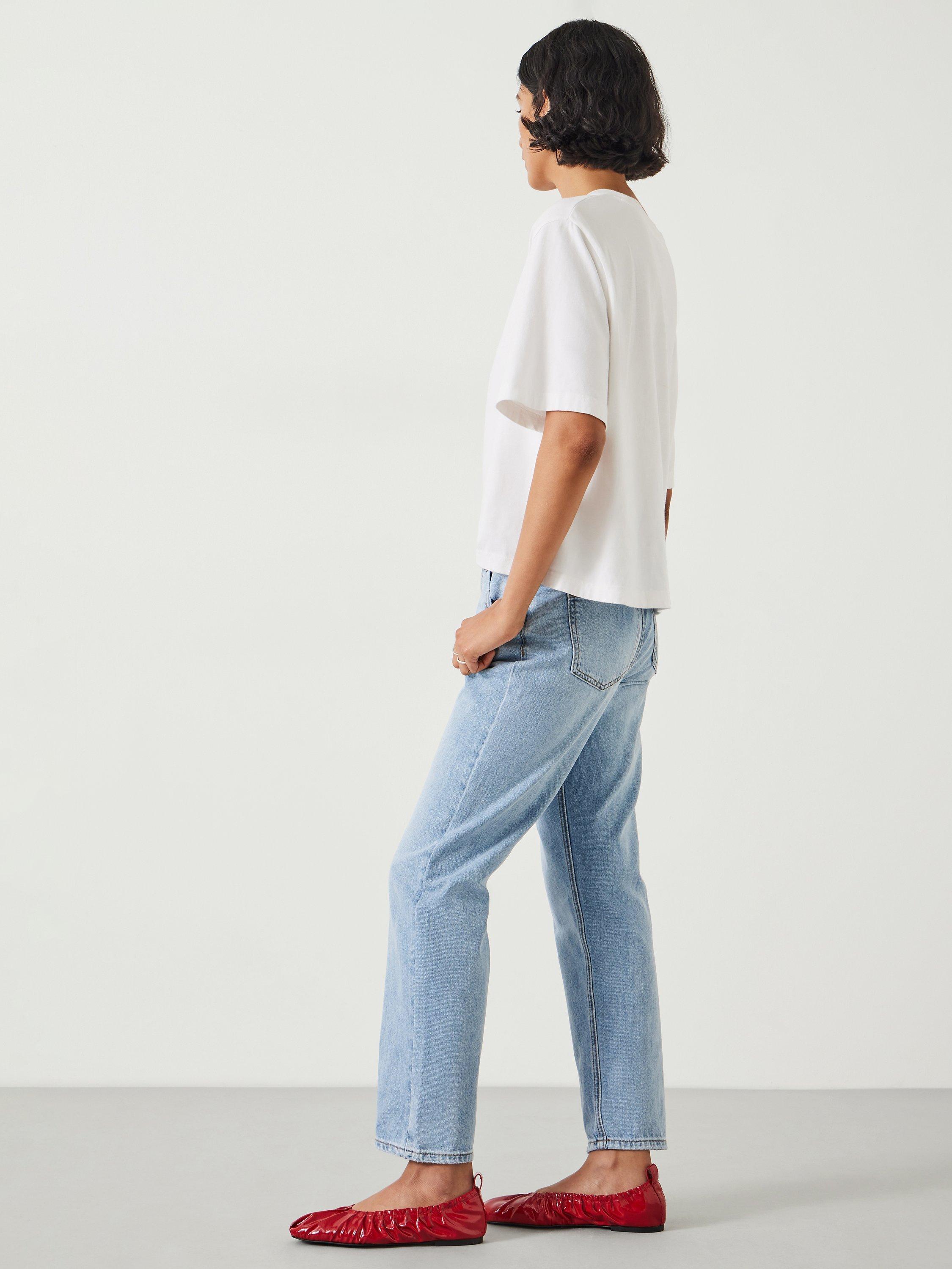 HUSH Boyfriend Straight Fit Jeans, Pale Blue, 4