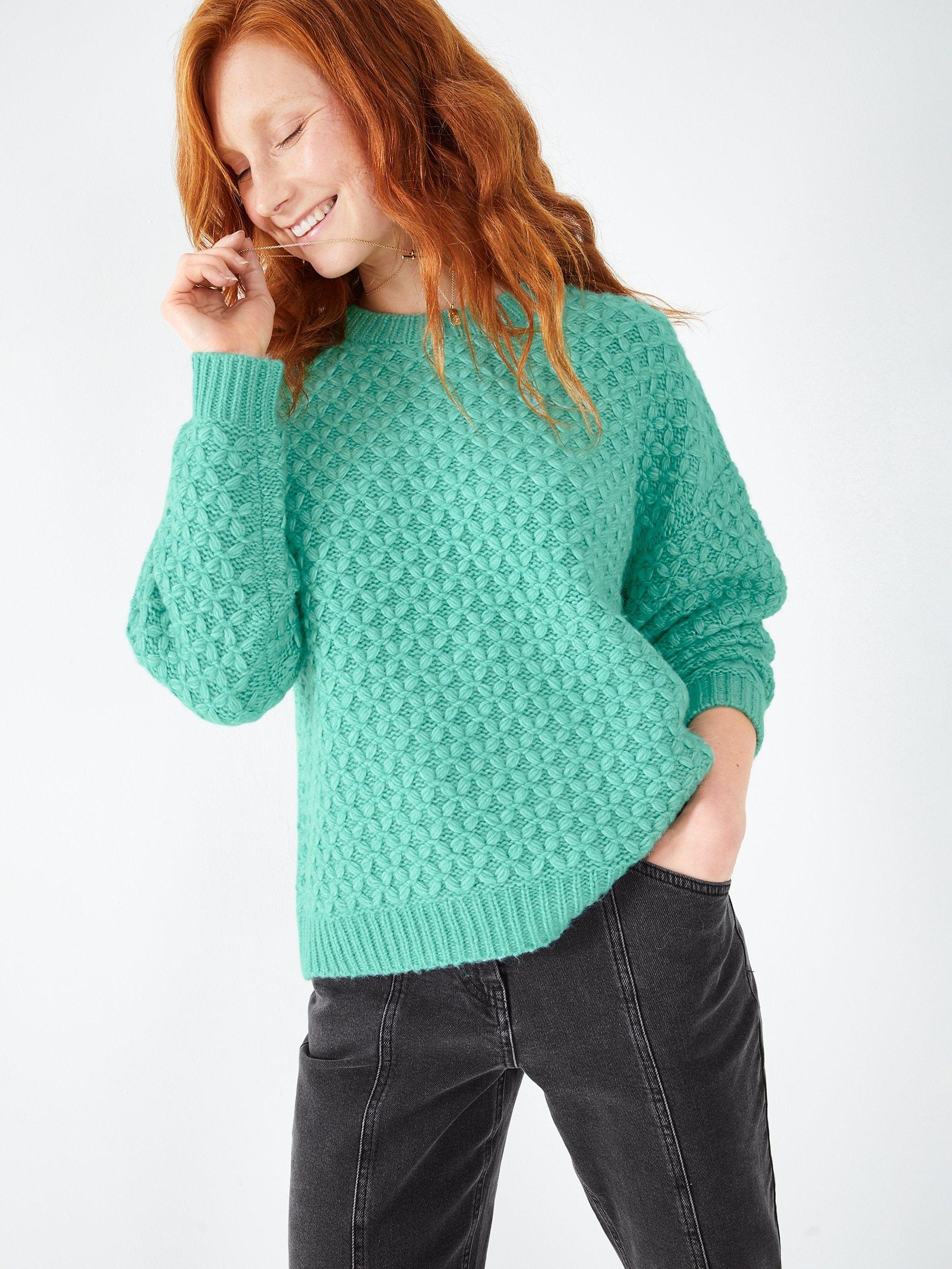 HUSH Liv Textured Stitch Jumper, Soft Green