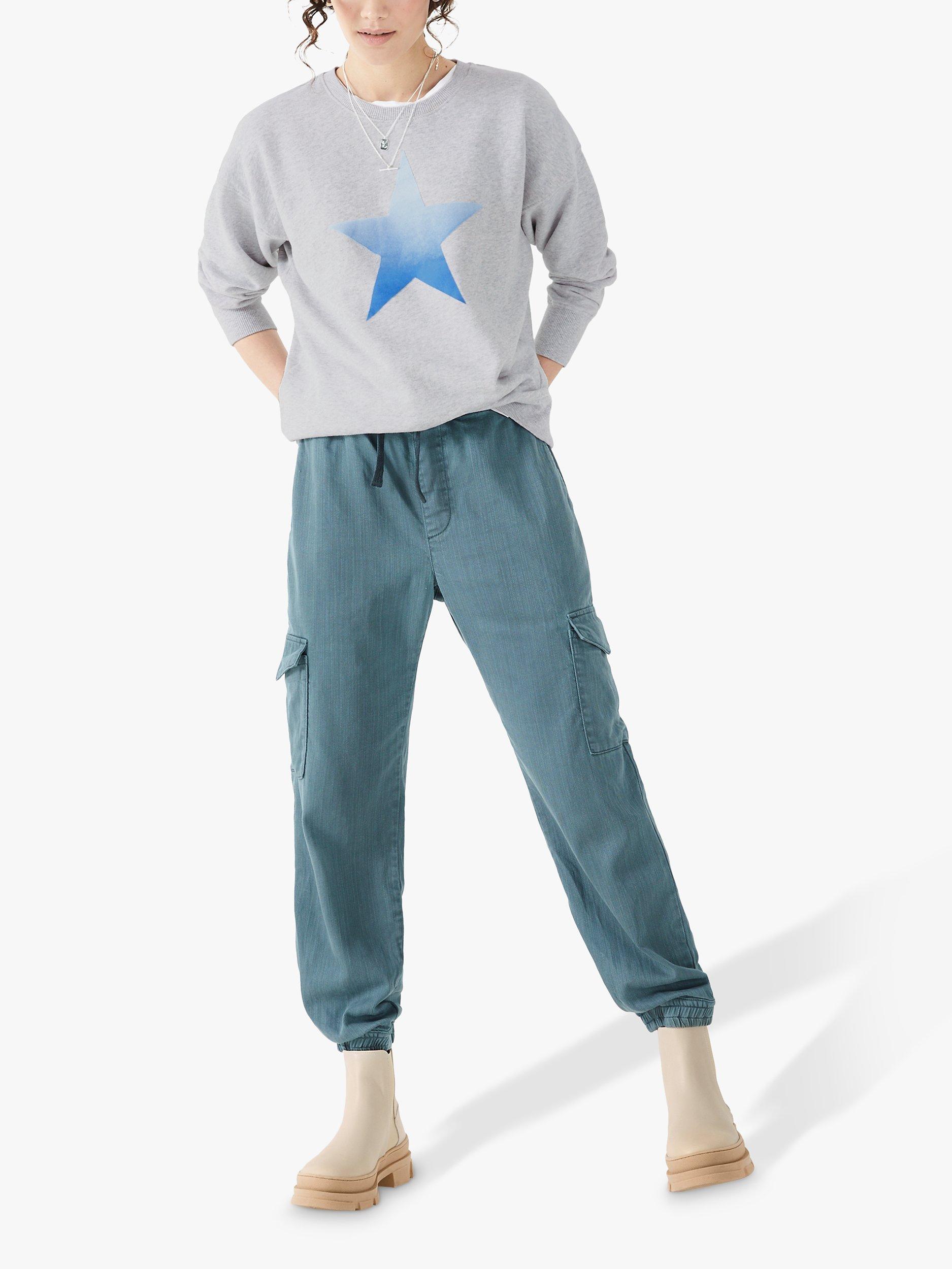 HUSH Washed Cargo Trousers, Steel Blue