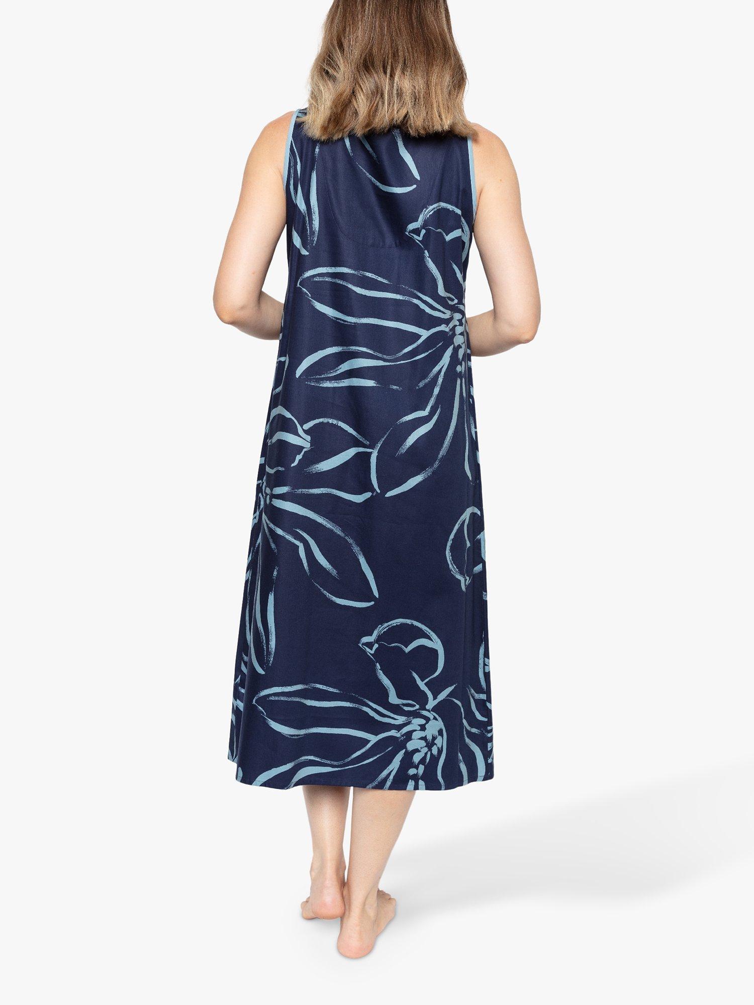 Product image 2 of 3, which shows Cyberjammies Emma Floral Print Nightdress, Blue, 8