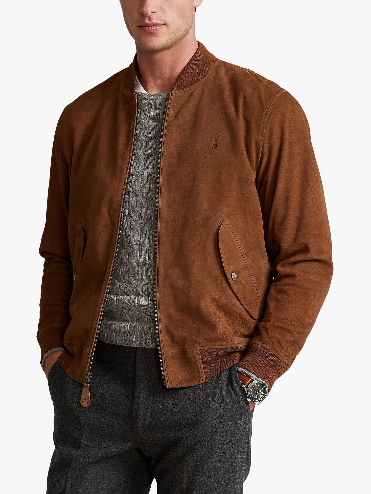 Polo Ralph Lauren Gunners Suede Bomber Jacket, Brown