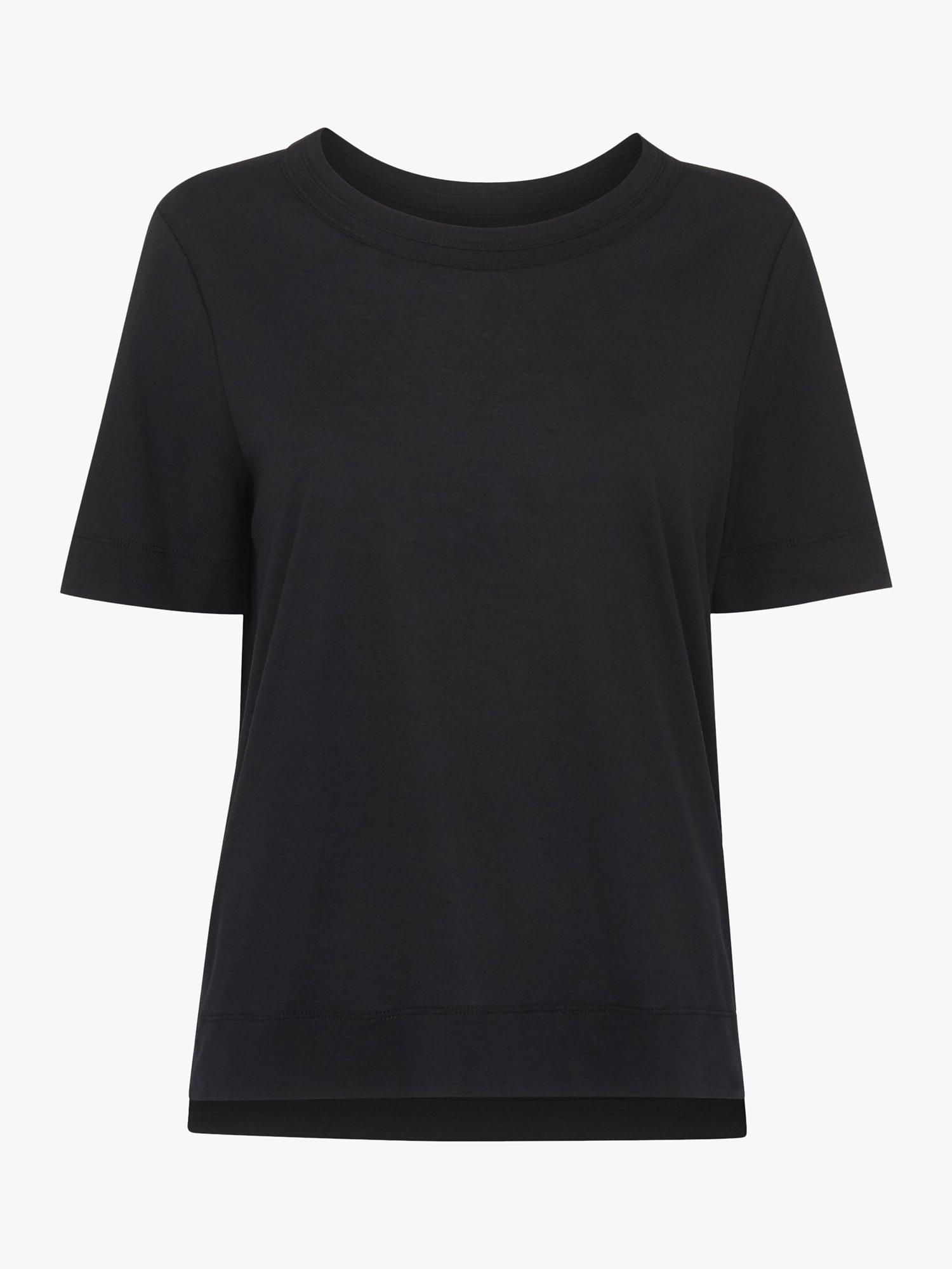 Product image 3 of 3, which shows Whistles Rosa Double Trim T-Shirt, Black, XS