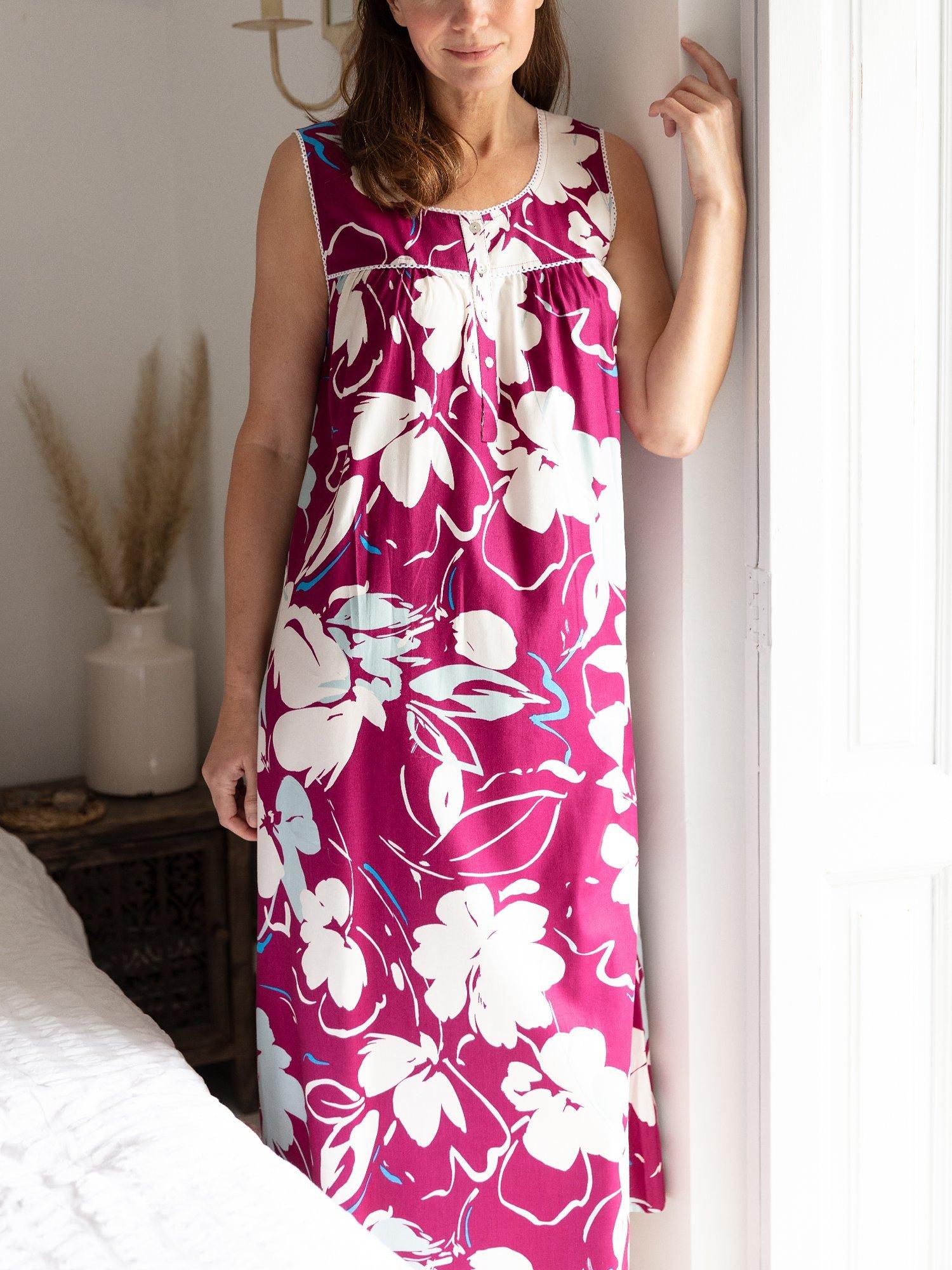 Product image 1 of 4, which shows Cyberjammies Katherine Floral Print Nightdress, Magenta, 8