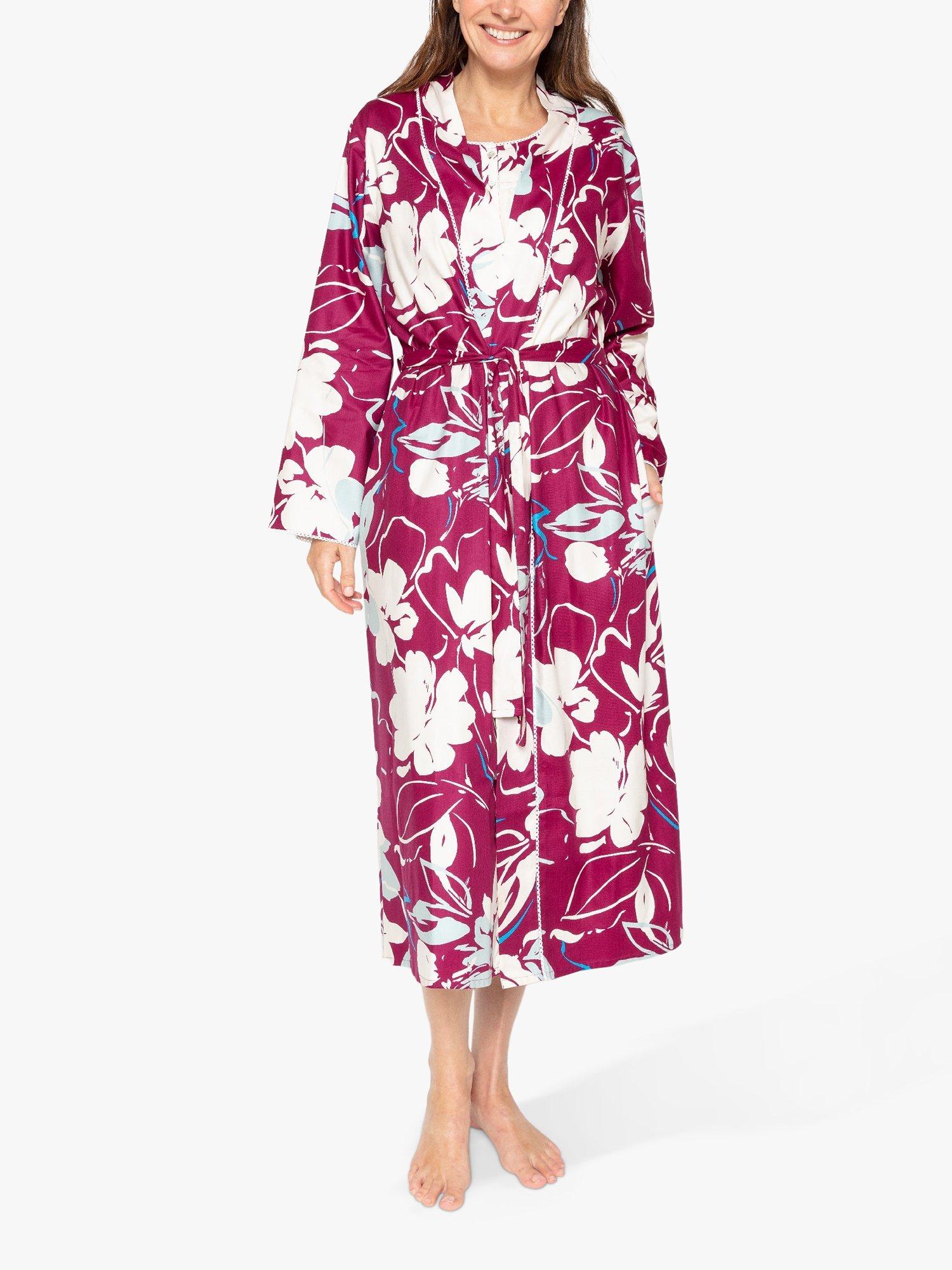 Product image 1 of 3, which shows Cyberjammies Katherine Floral Print Dressing Gown, Magenta, 8