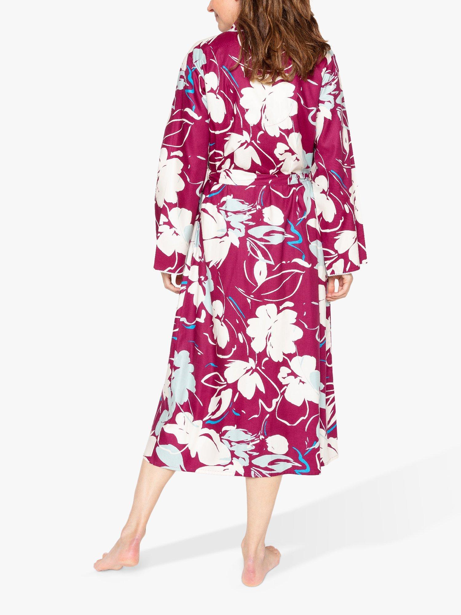 Product image 2 of 3, which shows Cyberjammies Katherine Floral Print Dressing Gown, Magenta, 8