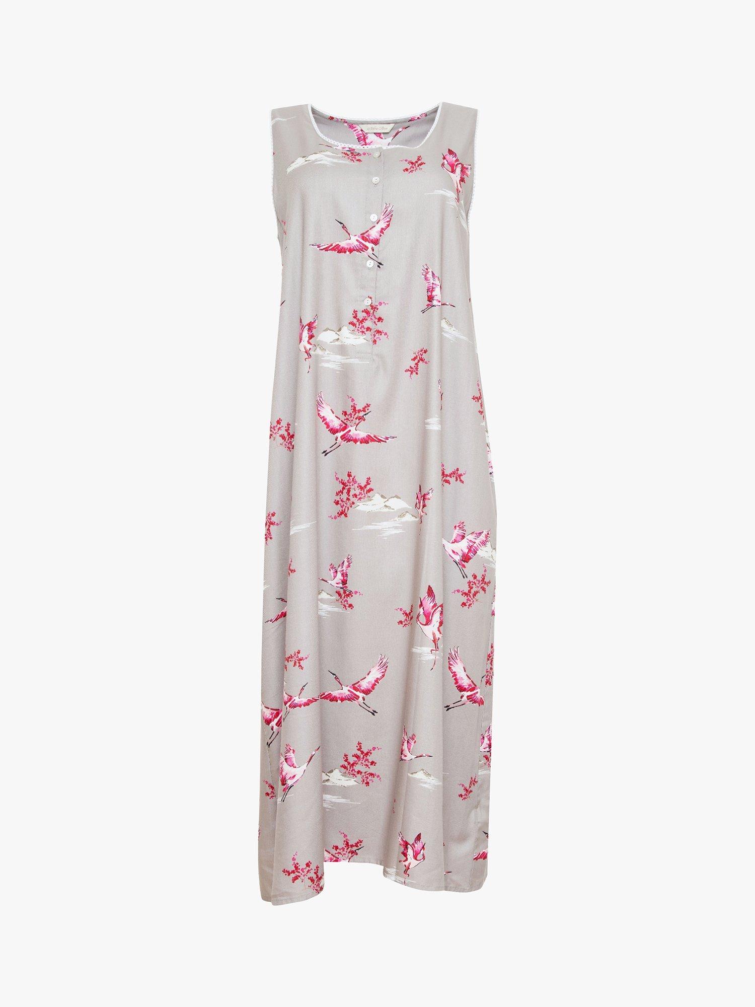 Product image 3 of 4, which shows Cyberjammies Katherine Bird Print Nightdress, Grey Mix, 8
