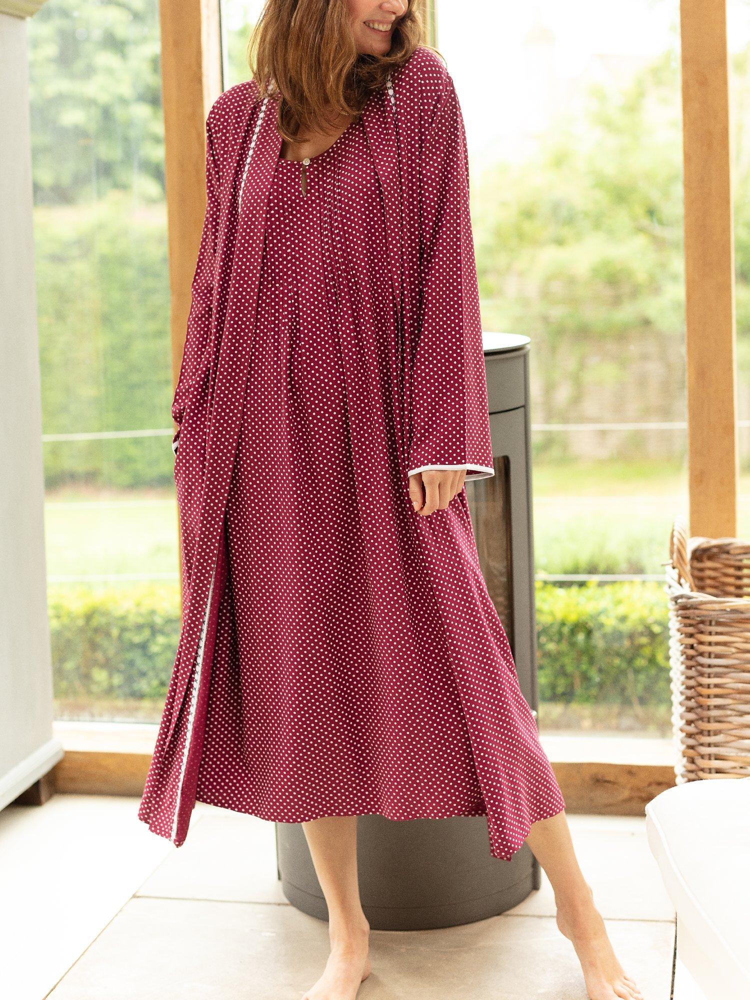 Product image 1 of 4, which shows Cyberjammies Katherine Spot Print Nightdress, Magenta, 8
