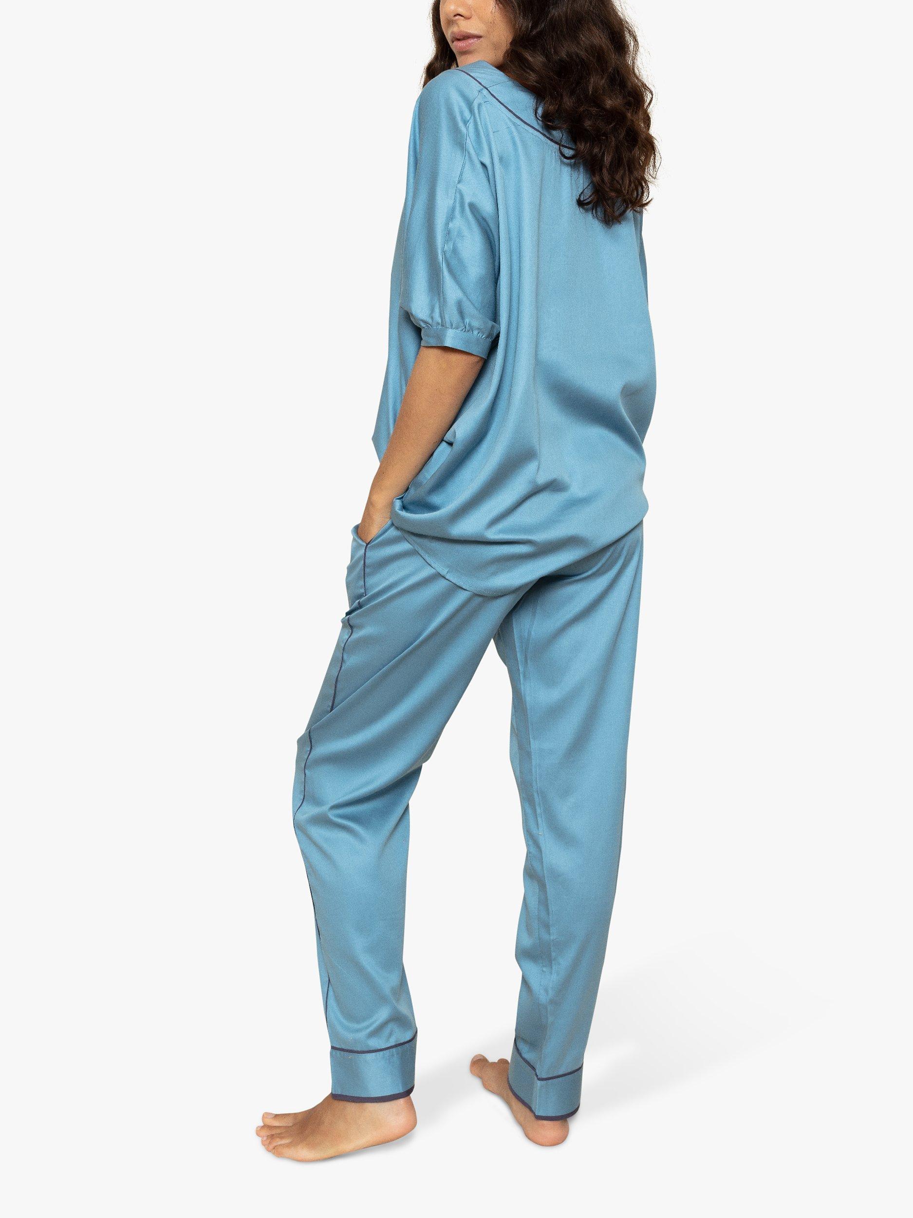 Product image 2 of 3, which shows Fable & Eve Soho Kaftan Pyjama Set, Duck Egg Blue, 8
