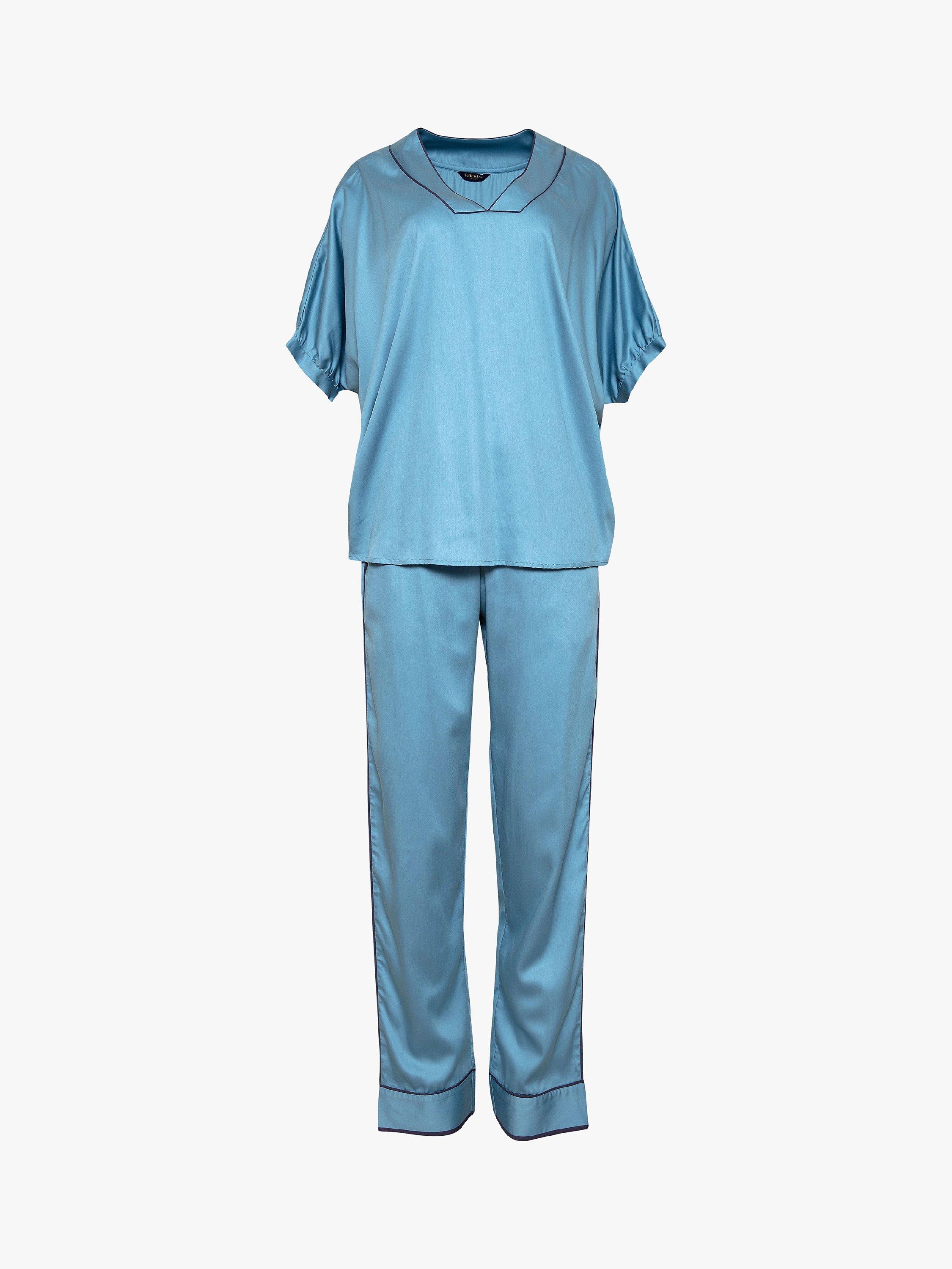 Product image 3 of 3, which shows Fable & Eve Soho Kaftan Pyjama Set, Duck Egg Blue, 8