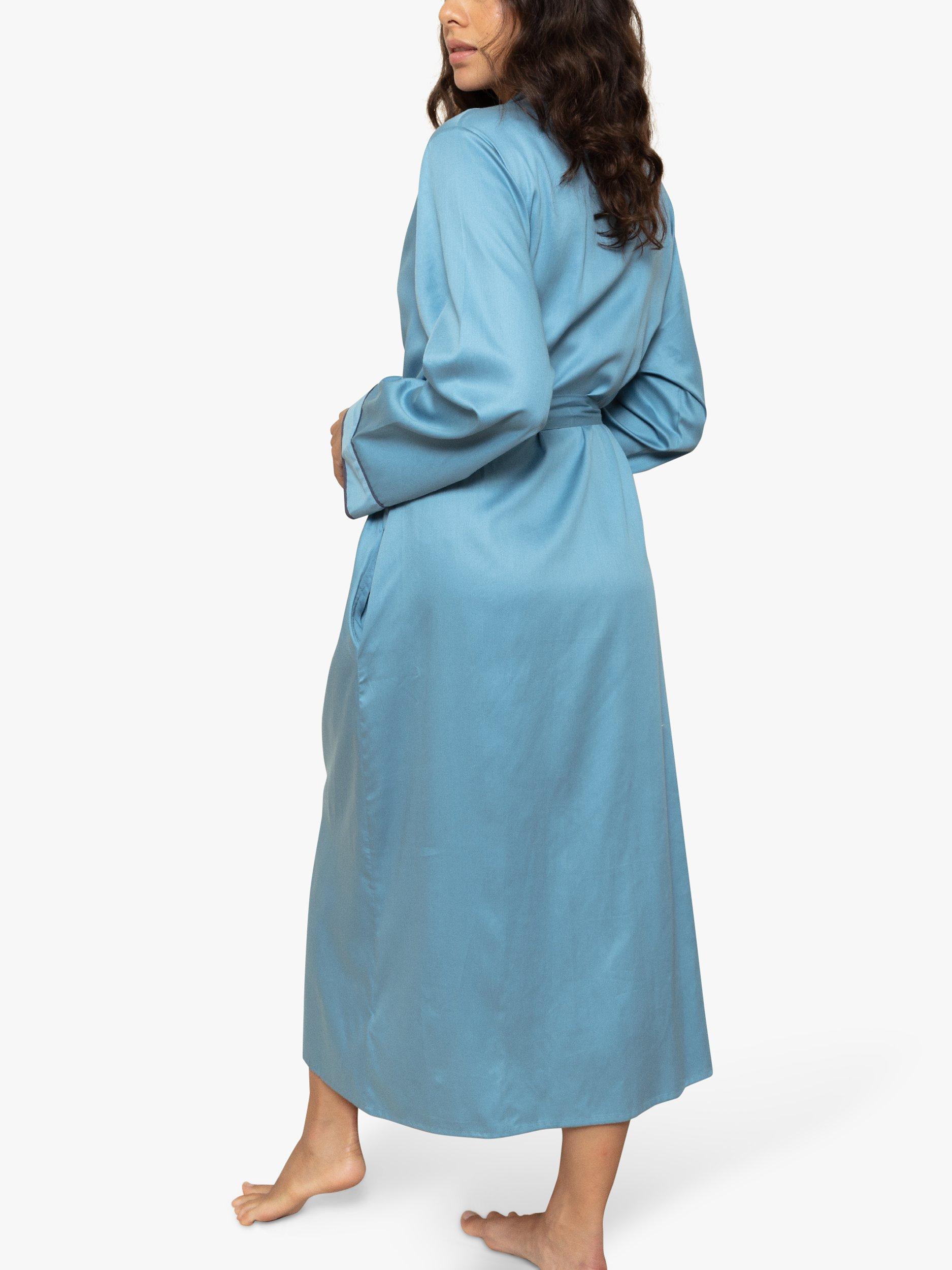 Product image 2 of 3, which shows Fable & Eve Soho Long Dressing Gown, Duck Egg Blue, 8