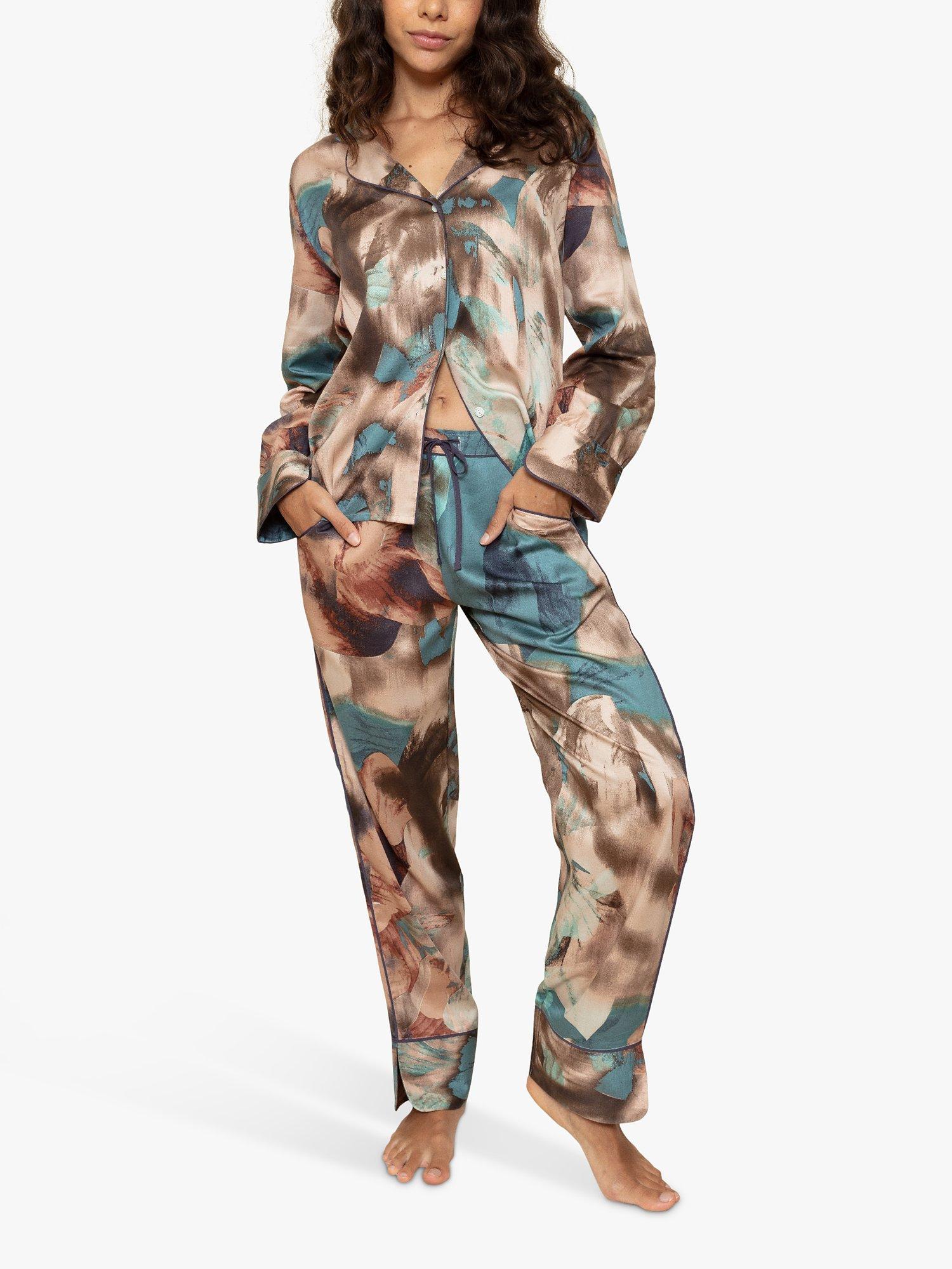 Product image 1 of 3, which shows Fable & Eve Soho Abstract Print Pyjama Set, Duck Egg, 10
