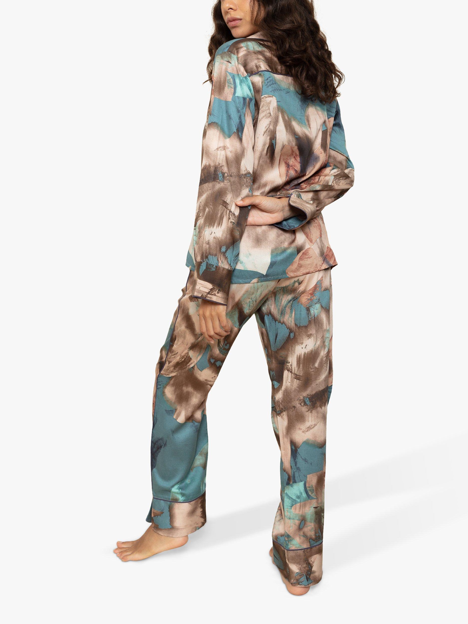 Product image 2 of 3, which shows Fable & Eve Soho Abstract Print Pyjama Set, Duck Egg, 10