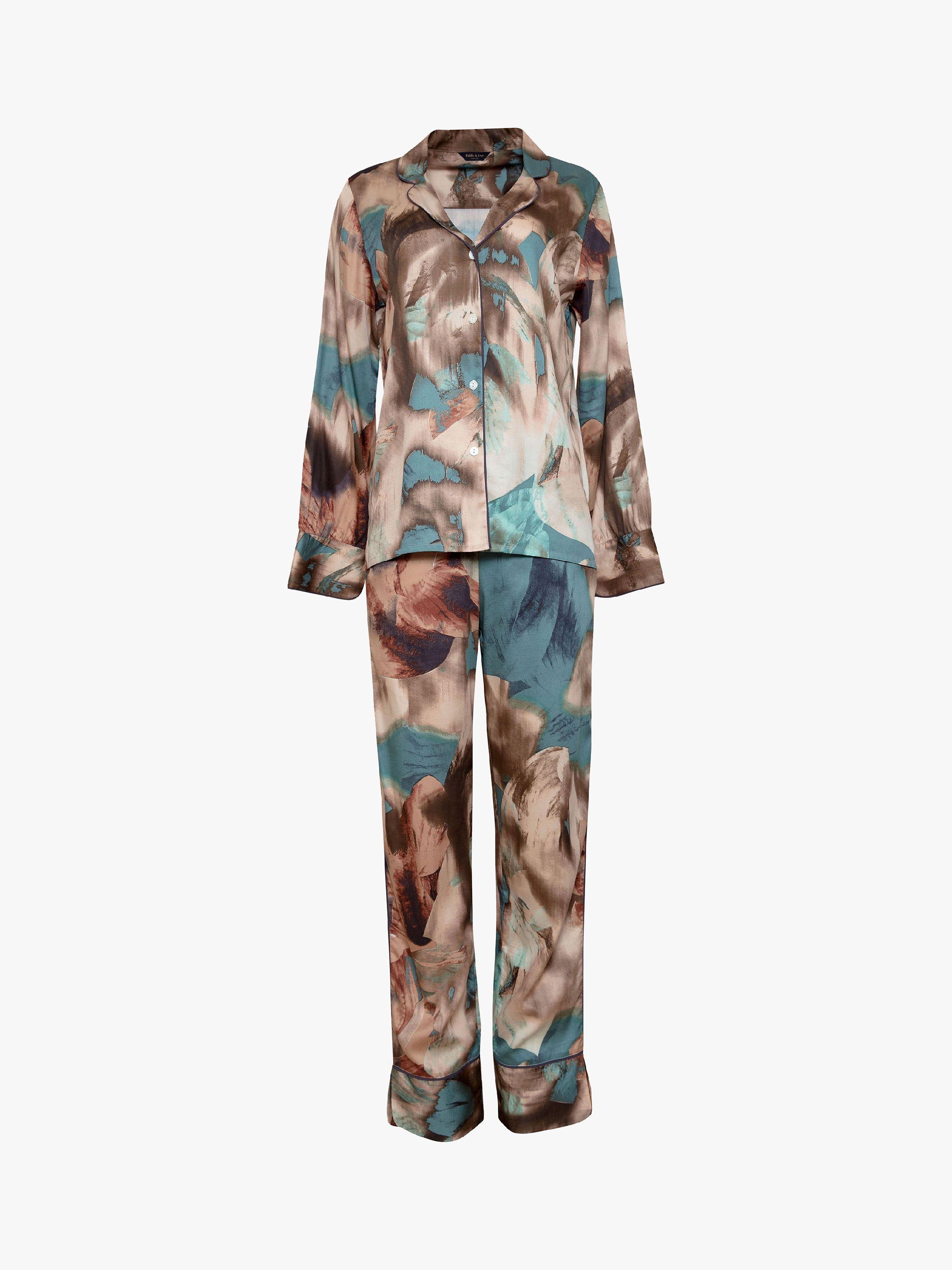 Product image 3 of 3, which shows Fable & Eve Soho Abstract Print Pyjama Set, Duck Egg, 10