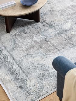 Gooch Luxury Distressed Medallion Rug - view 2, Silver