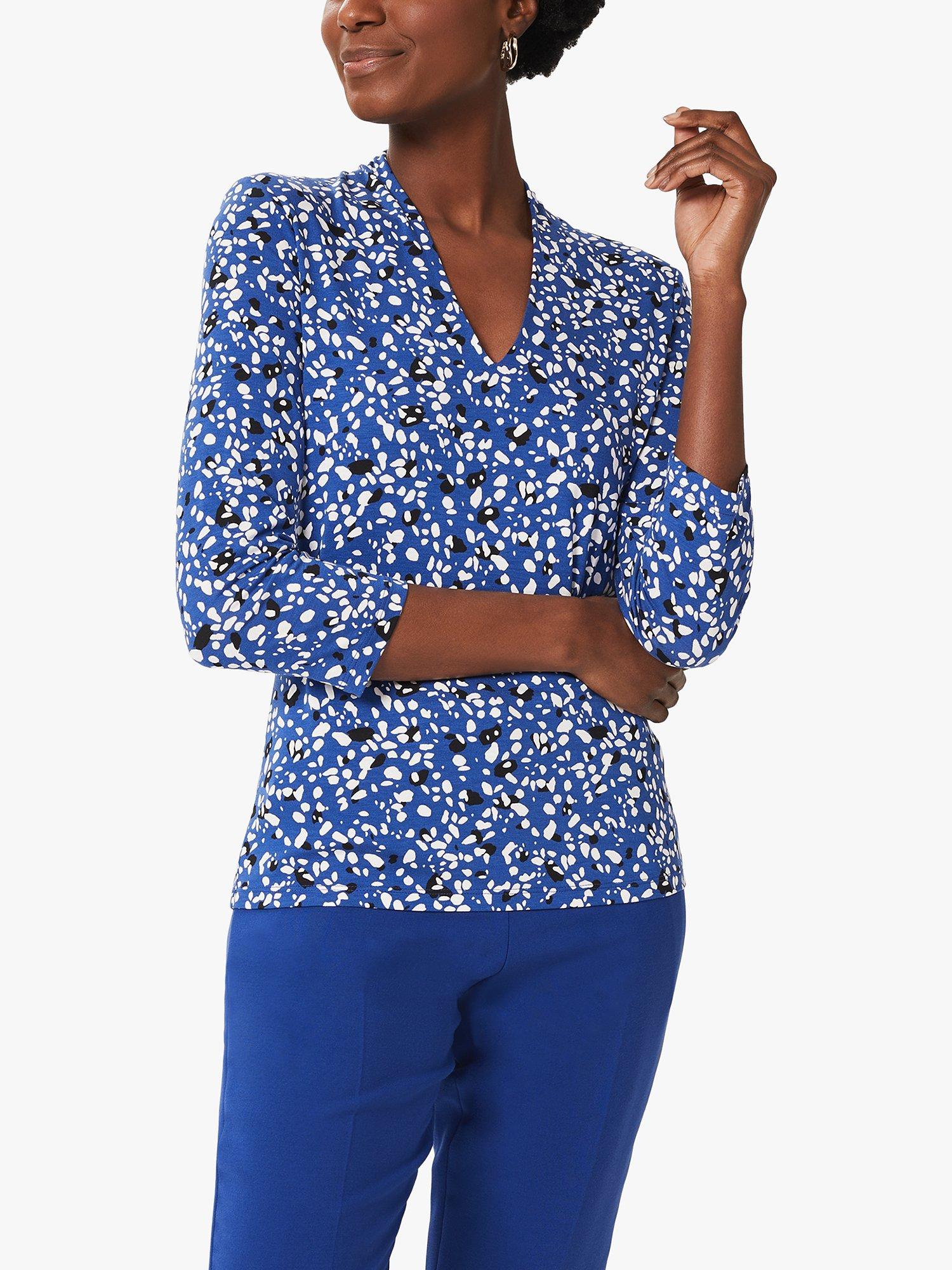 Hobbs Aimee Print Top, Cobalt/Multi Floral, XS