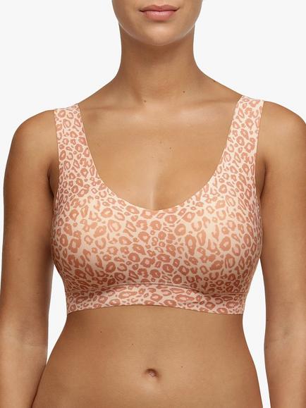 Chantelle Soft Stretch Leopard Print Padded Crop Bra, Leopard Neutral