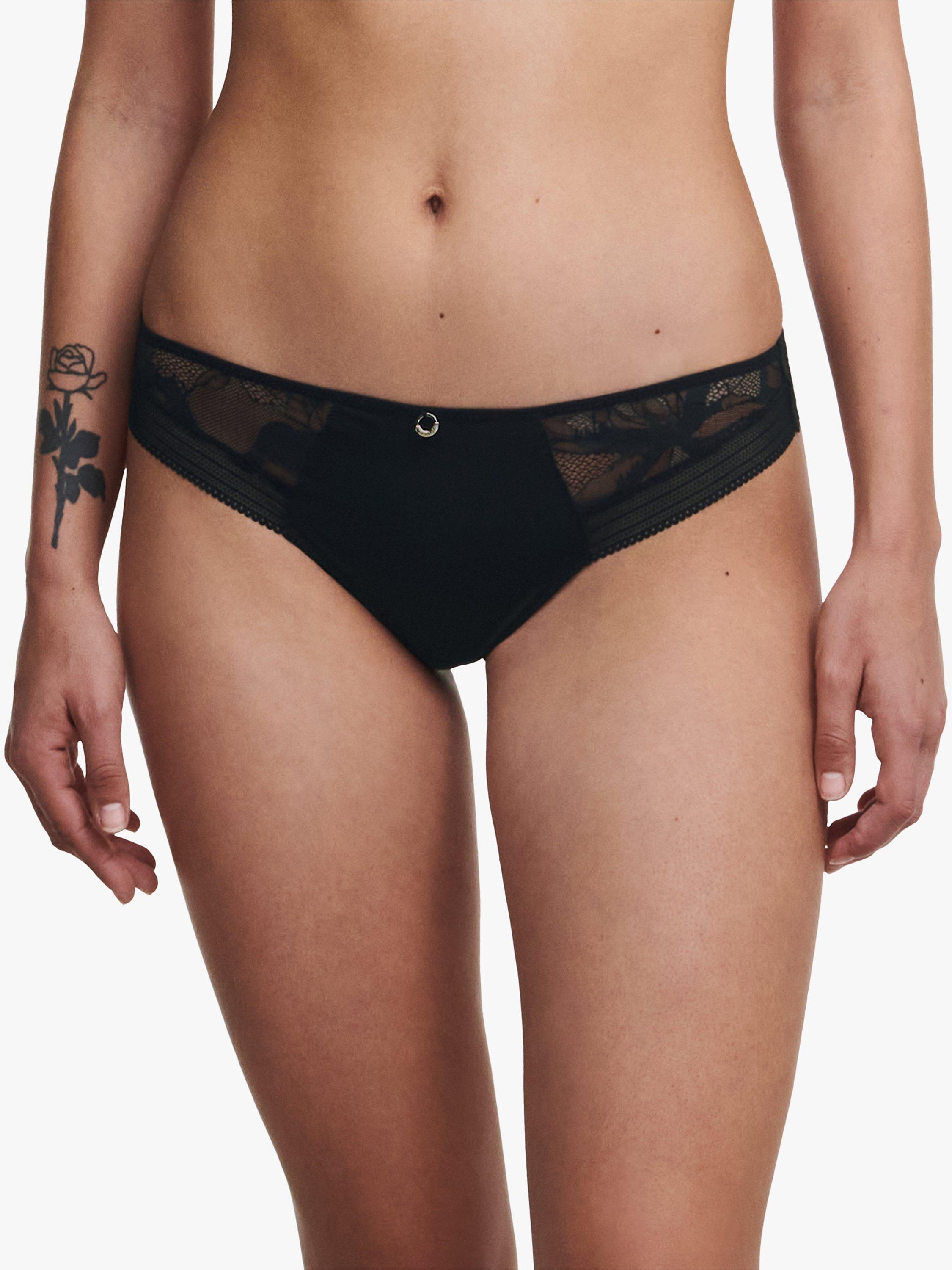 Chantelle True Lace Tanga Knickers, Black