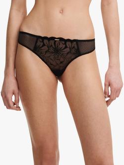 Chantelle Fleurs Tanga Knickers, Black