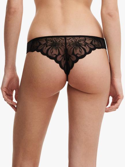 Chantelle Fleurs Tanga Knickers - view 2, Black