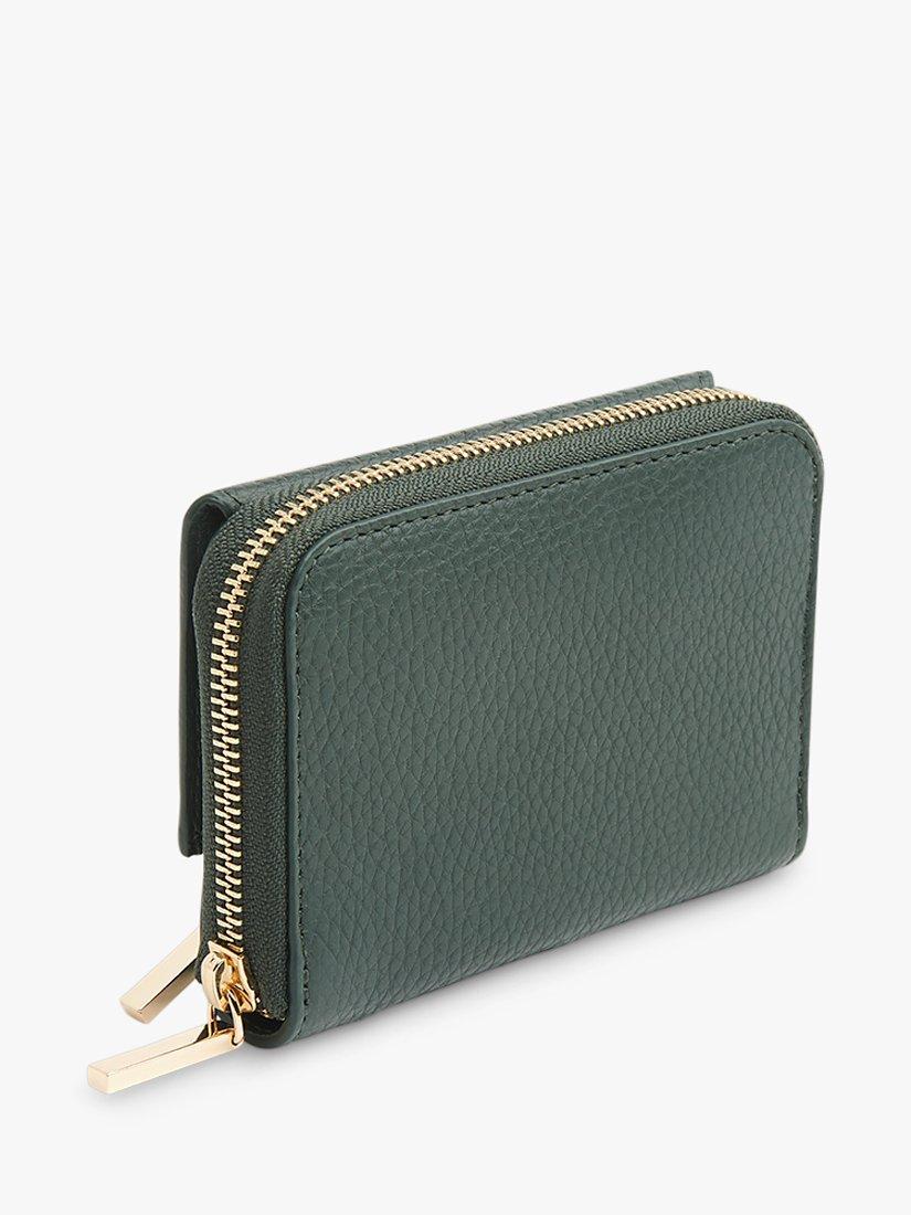 Product image 2 of 5, which shows Whistles Bibi Zip Around Leather Purse, Dark Green, One Size