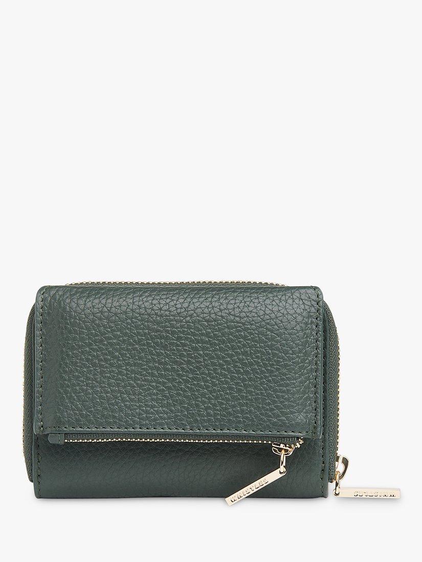 Product image 5 of 5, which shows Whistles Bibi Zip Around Leather Purse, Dark Green, One Size