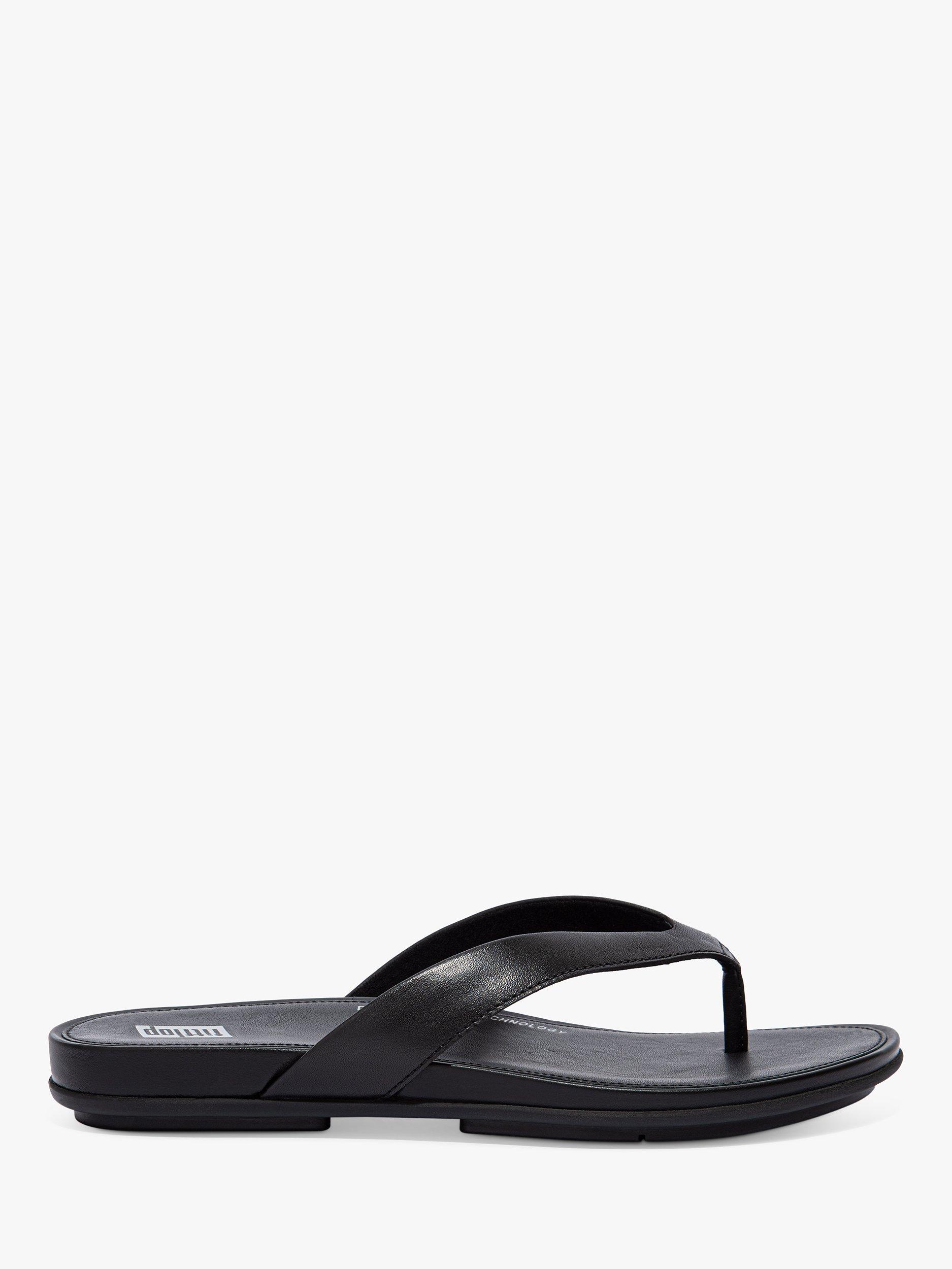 FitFlop Gracie Leather Flip Flops Black