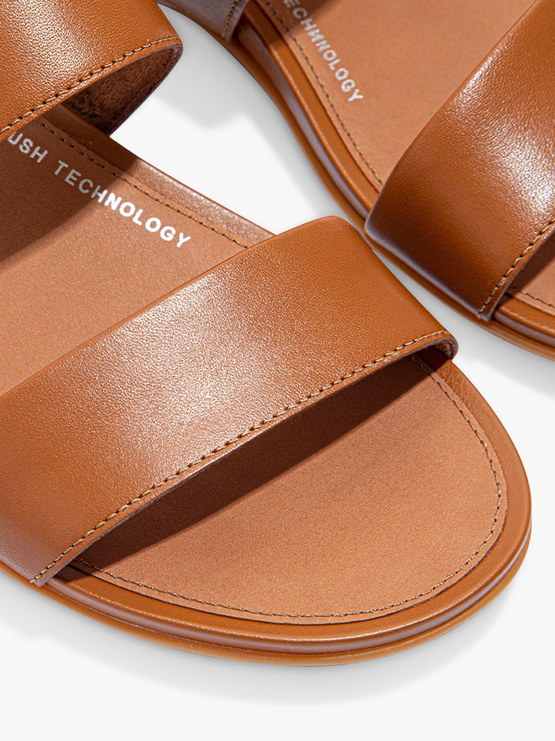 Product image 3 of 4, which shows FitFlop Gracie Leather Double Strap Sandals, Light Tan, 5