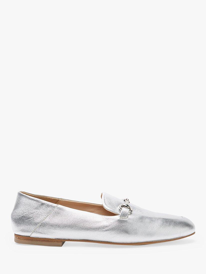 Mint Velvet Camille Leather Loafers, Silver Silver
