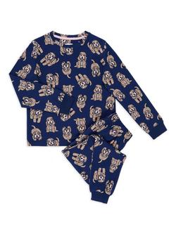 Chelsea Peers Kids' Cockapoo Pyjama Set, Navy - view 2, Navy