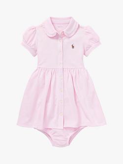 Polo Ralph Lauren Baby Puff Sleeve Shirt Dress, Pink, Pink