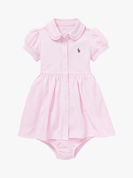 Polo Ralph Lauren Baby Puff Sleeve Shirt Dress, Pink, Pink