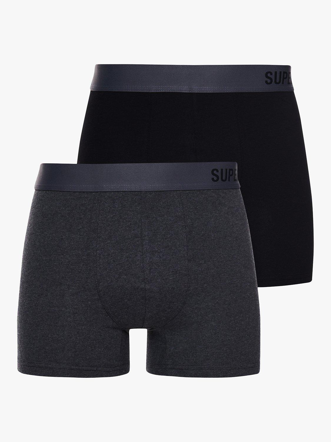 Superdry Offset Logo Band Boxers, Pack of 2, Black/Charcoal