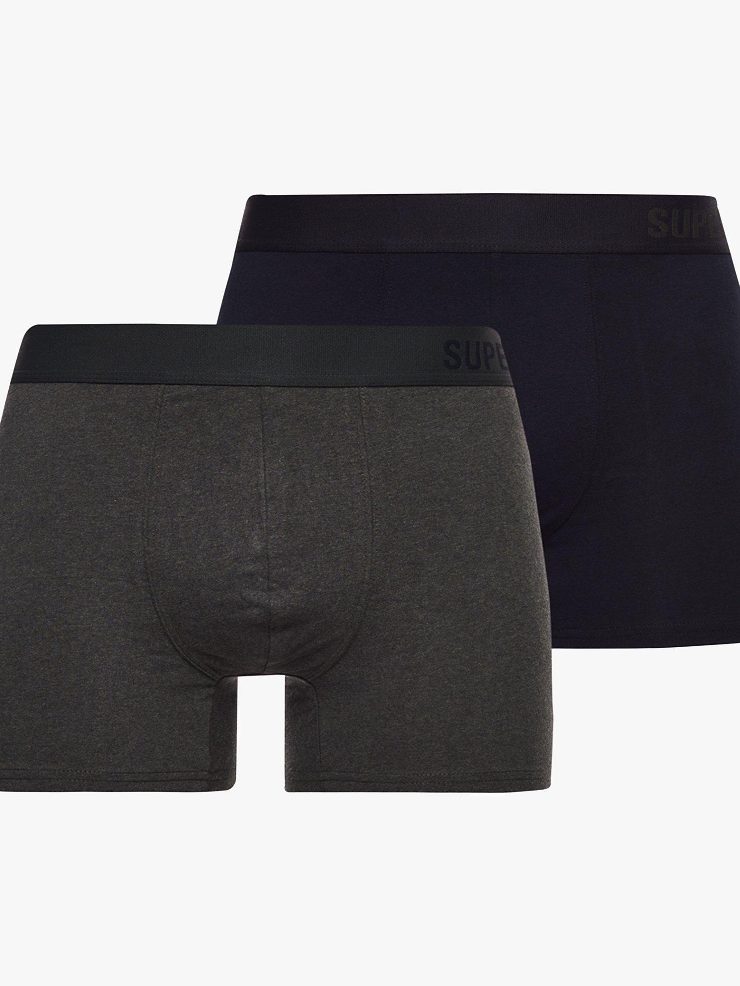 Superdry Offset Logo Band Boxers, Pack of 2, Black/Olive