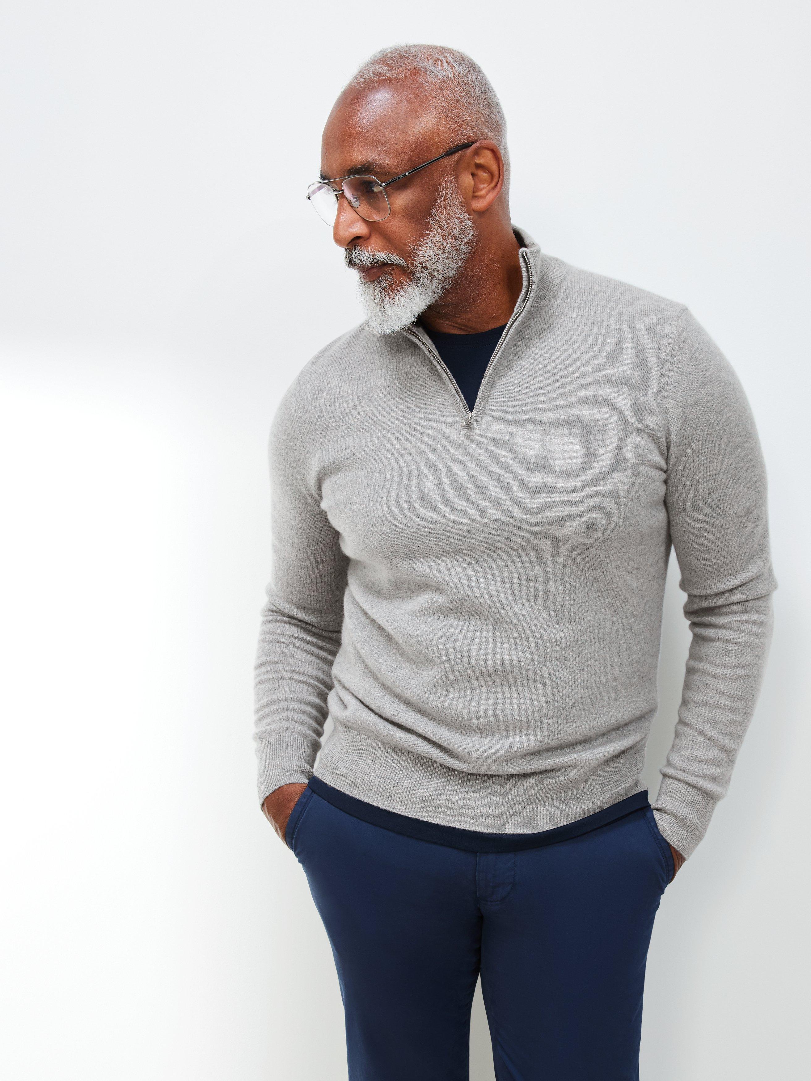 Half zip cashmere jumper hotsell