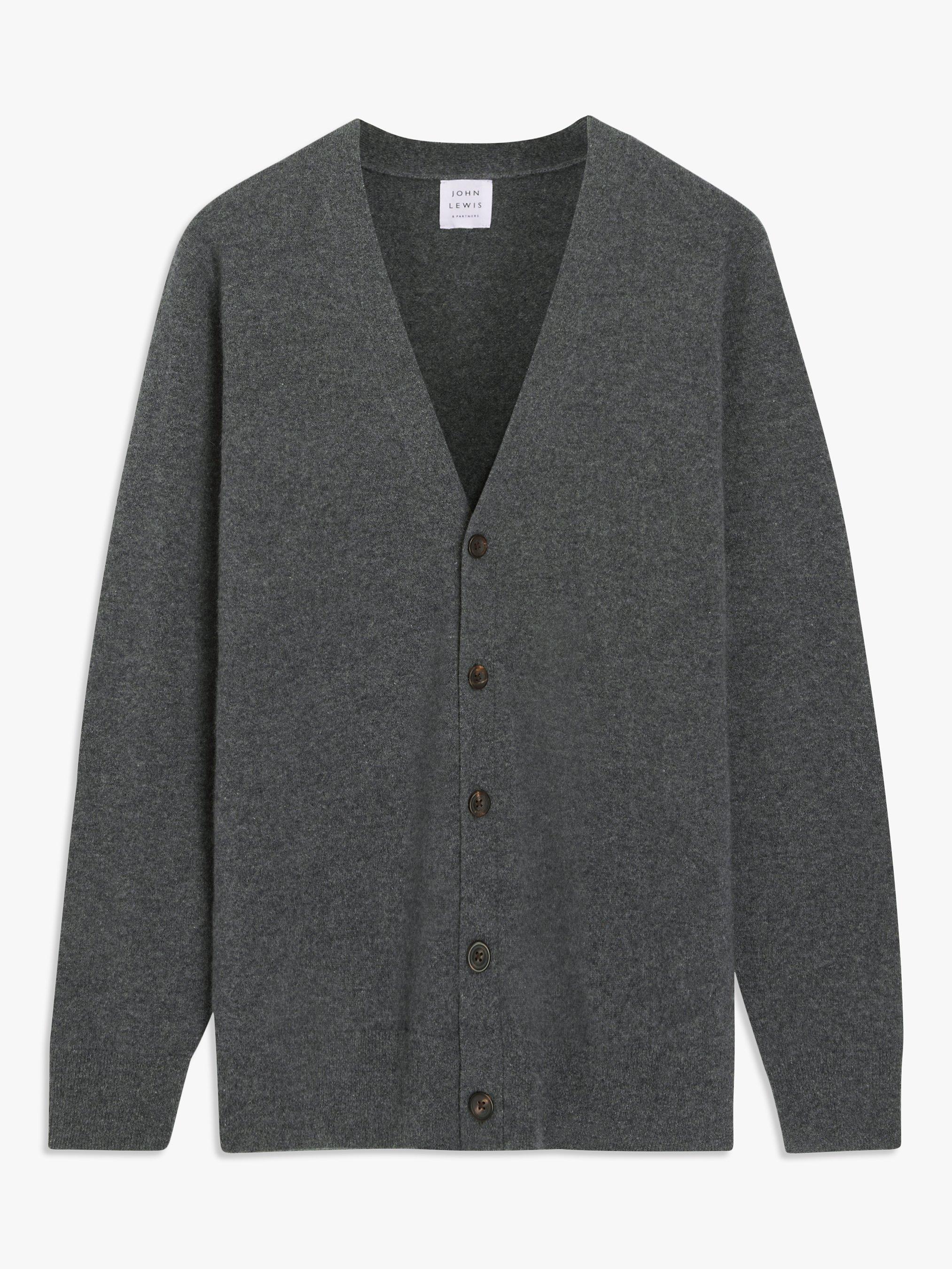 John Lewis Cashmere Cardigan, Charcoal, S