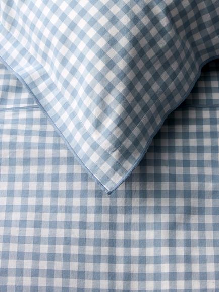 John Lewis Gingham Pure Cotton Weave Duvet Cover Set - view 2, Blue